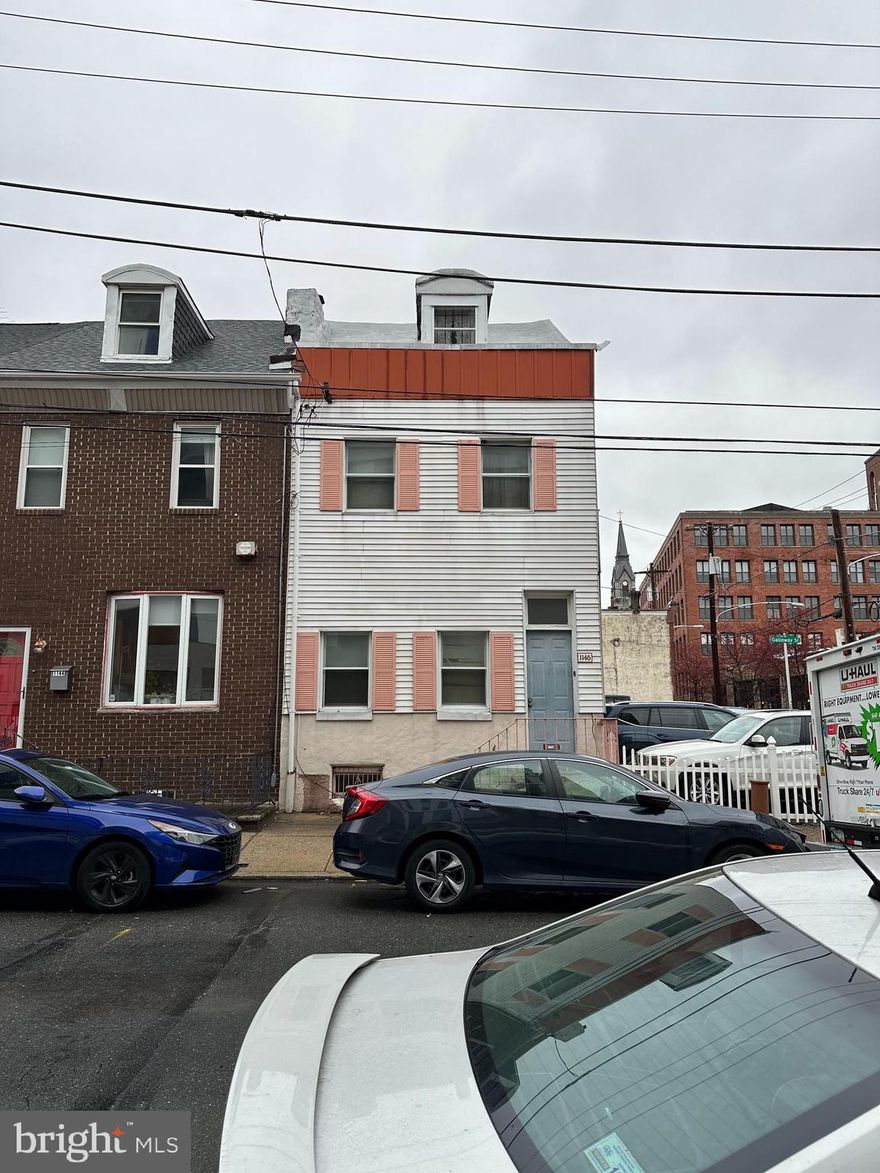 Incredible fixer-upper opportunity in highly desirable Northern Liberties! Here is your chance to buy a three-story, end-of-row with four bedrooms, one bathroom, and a large basement. The property stretches from street to street, giving you potential for expansion and off-street parking. This property is being sold in "As is Condition". Don’t miss out, act quick and bring your offers now!