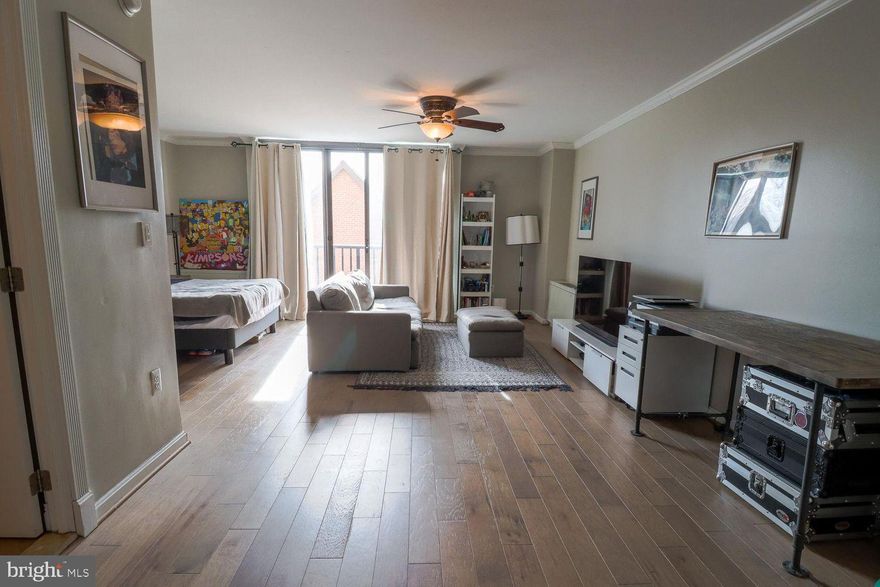 Live at the center of it all in this stunning Downtown Bethesda studio! Perfectly positioned less than a mile from the Red Line Metro and moments from the area’s best shopping, restaurants, and nightlife, this condo delivers the ultimate in urban convenience.

Inside, discover a beautifully updated space that feels fresh and inviting. The open-concept design features new flooring, granite countertops, stainless steel appliances, and a modern subway tile backsplash that ties the kitchen together with style. Natural light pours in through the Juliette balcony, creating a warm, airy feel throughout.

You’ll appreciate the two spacious closets for storage and the ease of all-inclusive living, with utilities covered by the condo fee and access to a full suite of amenities: a rooftop pool with panoramic views, gym, recreation room, 24/7 front desk concierge, laundry on every floor, and **assigned garage parking**.

This is the perfect blend of modern comfort and unbeatable location—your next chapter in Bethesda begins here.

**This unit is also for rent.**