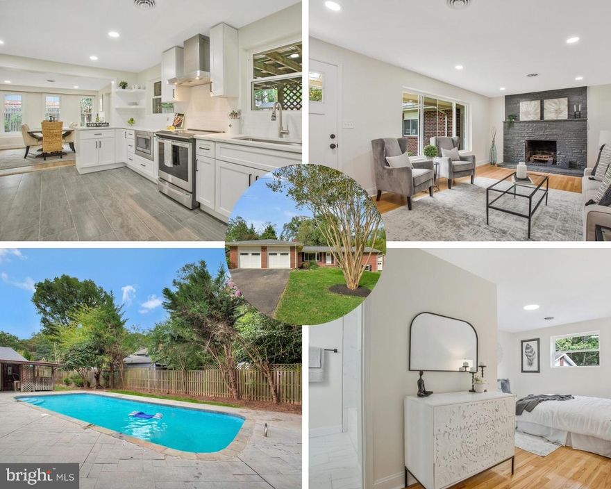 This stunning all-brick rambler, situated on a spacious corner lot, is the perfect blend of luxury and comfort, featuring a private pool ideal for summer entertaining. With both a 2-car attached garage and a 2-car detached garage, this home offers ample space for vehicles and storage. Fully renovated from top to bottom, it boasts designer finishes throughout.

Gorgeous floors grace the main level, while the living room invites relaxation with its cozy wood-burning fireplace—perfect for those chilly winter nights with a good book or entertaining guests. The chef’s kitchen is a true dream, complete with a top-of-the-line GE Profile appliance package, an induction range with a stylish range hood, floating shelves, marble countertops, and custom craftsman-style cabinetry. The open flow between the kitchen and dining room makes hosting dinner parties a breeze, with sliding glass doors leading seamlessly to the backyard oasis. The outdoor living area is covered and perfect for al fresco dining, while the private pool adds the ultimate touch of luxury.

The primary suite is a serene retreat, featuring a fully renovated ensuite bathroom for unwinding at the end of the day. In addition to the 3 bedrooms and 2 full bathrooms on the main level, the finished lower level offers a spacious recreational room, an additional bedroom, and a third full bathroom, providing flexibility and comfort for family or guests.

Located near top-rated schools, excellent shopping and dining options, military bases, and within easy reach of Annapolis, D.C., and Baltimore, this home has it all. Notable upgrades include a brand-new septic system, new roof, HVAC system, water heater, recessed lighting, windows, plumbing fixtures, and more.

Don’t miss the chance to own this remarkable home! (Owner is the listing agent)