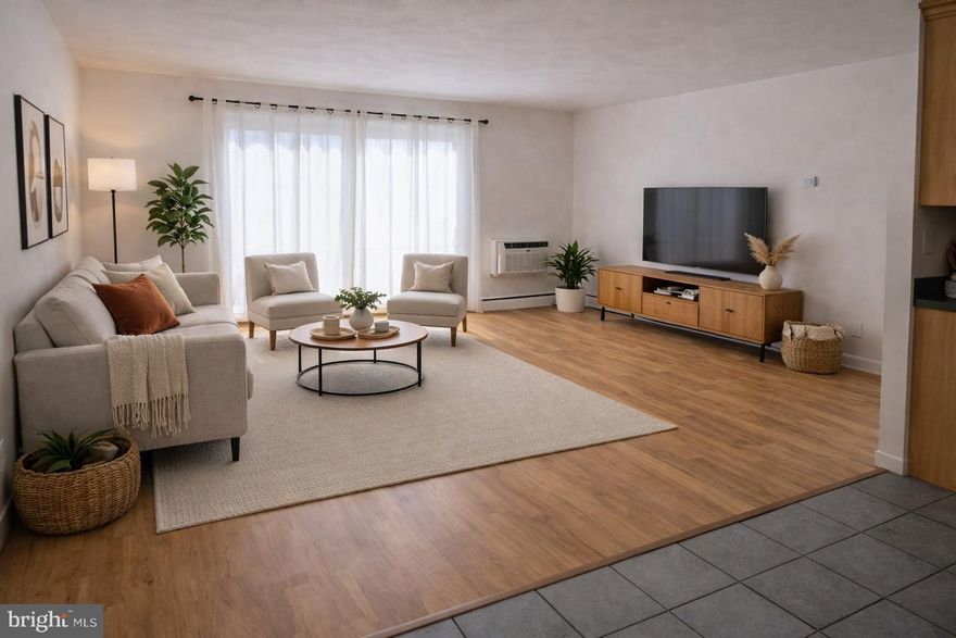 **Showings begin April 10** Discover this stunning move-in ready 2-bedroom condo in Fort Washington, beautifully updated and freshly painted for comfortable living. This meticulously maintained residence boasts expansive rooms filled with natural light, complemented by sliding glass doors that lead to your own spacious balcony. The open flow layout begins with a tiled entrance foyer that welcomes you into a large living room, seamlessly connecting to the dining room and a stylish pass-through galley kitchen. The modern kitchen features a new 5-burner gas stove, stainless steel dishwasher, fridge, and a floor-to-ceiling pantry cabinet, perfect for any home chef. You'll appreciate the generous storage throughout, especially in the primary bedroom, which features a massive walk-in closet — a rare find in condo living. The stylish bathroom includes a tiled shower with a built-in niche and has direct access to both the hall and the primary bedroom’s dressing area, while luxury vinyl wood plank floors add a bright, contemporary touch. 

The building itself is elevator-served and showcases a distinctive mid-century modern architectural entrance, along with a designer-renovated lobby and secure, keyless entry. With low association fees and excellent amenities, you'll enjoy park-like wooded grounds, ample parking for residents and guests, a refreshing pool, a convenient mail room, a bike room, laundry facilities on each floor, and a private basement storage unit. This prime location is a commuter's dream, just a short stroll to the SEPTA train and bus stops, with quick access to Route 309 and the PA Turnpike. Please note that the community does not allow pets. This turn-key home offers everything you need in a convenient location with top-notch Upper Dublin schools, making it an excellent choice for both a superb primary residence and a valuable investment opportunity in a high-demand area.