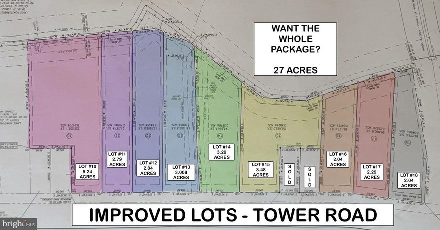 CALLING ALL BUILDERS! 27 ACRE Subdivision is completed for you - 9 Subdivided Lots - all with site evaluations on file. Lots 10, 15 & 16 have entrance pipes for you. There is also top soil on lot #10. The field is staked & currently growing wheat - ready for harvest in June/July.