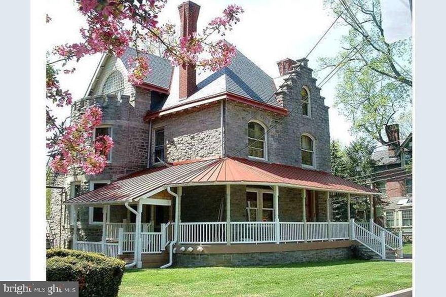 NOT A College STUDENT RENTAL-Only 1 student can reside here. Apartment was renovated less than 3 years. 2/3-bedroom apartment in one of the most majestic Stone buildings in the borough of West Chester. Short walk to center of town. 3/2 bedrooms, 3 full bathrooms, Security combo front door leads into the lobby currently a sitting room for all tenants. Winding wood staircase featuring beautiful stained-glass windows are breathtaking. Carpeted stairs lead onto 3rd floor landing, which are hardwood floors, except for bedrooms and bathrooms. Directly to the right of the stairs is a very large storage closet and a second closet for stackable laundry. Full beautiful large bathroom next to the kitchen. Newer installed kitchen (10 x 9.6) which offers breakfast bar area Stainless steel D/W, range, and Microwave. Atrium door leads to maintenance free rear deck (20 x 8) overlooking the rear yard and neighboring borough of West Chester. Area in front of kitchen can be a great room or E/I area (8 x 8) Tenants option to use the largest room as a main bed-room suite or living/family-room. This arrangement would provide a 2-bedroom 3 full bathroom unit. Tenants choice on the floorplan. The center room (14.2 x 15.2) offers Amazing natural sunlight with French doors opening to a Gorgeous Stone balcony overlooking the community, including the library. This room has its own Full bathroom (7.8 x 7.9) and closet. The 2nd bedroom (13.9 x 15) also offers closet space and its own full bathroom (7.10 x 8.4). The front room by the stairs is a bedroom or possible Living-room/office. (13 x12). Electric heat-pump, C/A, Incredible vintage woodwork t/o the unit. Access to use the rear yard, front wrap around porch, inside 1st floor sitting room/lobby. Combination Lock front door entrance for security. Free on-street parking on N Church and West Marshall. Tenants pay electric, and hot water. Pets on case-by-case basis. Barclay Park across the street.  Furnished photos of a previous tenant. Please only inquire if your credit is 650+ gross monthly income at least 2.5 times the asking rent and between 2-3 months rent up front.