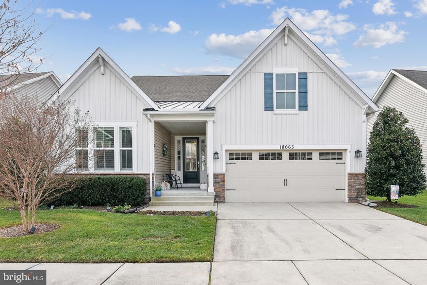 You will love coming home or on vacation to this beautifully decorated home in the very desirable community of Bishop’s Landing!  It is move-in ready with 3 bedrooms and 2 full bathrooms, all conveniently situated on one level. The open floor plan is ideal for ease of living and entertaining with family and friends. Chefs will appreciate the custom kitchen with an oversized island and plenty of bar seating. The dining area opens onto a very nice screened in porch and patio for morning coffee or late day happy hours and grilling.  Other  features include under cabinet lighting, ship lap trim in areas, gas fireplace, built-in shutter blinds, plantation shutters, electric retractable awning over patio, epoxied garage floor with storage, encapsulated crawl space and much more! The property has been professionally landscaped for your enjoyment and outdoor activities. The lawns are maintained by the HOA with a homeowner irrigation system, so you won’t need sprinklers or a lawnmower. This resort community has amenities to fit every interest, including 3 outdoor pools, 2 clubhouses, a library, a billiard room, fitness centers, yoga/pilates room, dog parks, a fishing pier, lighted tennis and pickleball courts, community ponds w/fountains, sidewalks, walking paths, a beach shuttle, and much more. Bishops Landing is close to the beaches, golf, shopping, entertainment and many fabulous restaurants. Follow your dreams and move to this near the beach Delaware paradise!