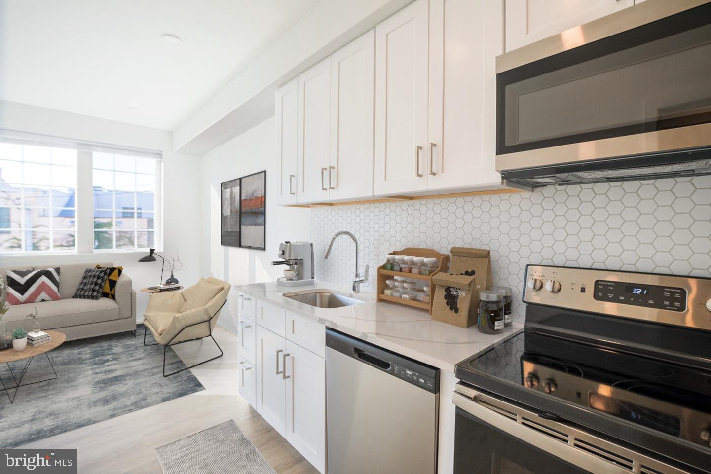 *Available 10/1*
Don’t miss the chance to live in this new apartment building with a prime location in the heart of Fishtown! Situated within walking distance from staple Philadelphia attractions like La Colombe Coffee Roasters, Wm. Mulherin’s Sons, Laser Wolf, and Jinxed Antique Furniture store, you are sure to enjoy the immediate neighborhood. This 1 bedroom, 1 bathroom unit boasts large windows flooding the space with natural light, central air, an in-unit washer/dryer, hardwood flooring and modern finishes throughout. The kitchen features pristine white cabinets and white tile backsplash, quartz countertops, as well as stainless steel appliances. The bedroom includes an elevated glass window allowing diffused natural light and a spacious closet for storage. The bathroom has a sleek vanity, natural wood cabinetry and a full shower/tub with black contrasting tile. Last but not least, head up to the shared roof deck to take in beautiful city views.
Lease Terms: Generally, 1st month, and 1 month security deposit due at, or prior to, lease signing. Other terms may be required by Landlord such as last month’s rent upfront. $65 application fee per applicant. electricity, gas (if applicable), cable/internet and $10/mo technology fee. Water is a flat monthly fee of $60. $25 service fee plus cost of the air filter will be charged quarterly for routine air filter replacement. Landlord Requirements: Applicants to make 3x the monthly rent in verifiable gross income, credit history to be considered, no evictions within the past 5 years, and must have a verifiable rental history with on-time rental payments. Exceptions to this criteria may exist under the law and will be considered. Cosigners will be considered.
*Price reflects the net effective rent after a 1 month credit is applied to a 12 month lease at $1,495/mo.
*1 dog OK (max 45 lbs), NO cats
*$50/mo pet rent required
*Internet wired for Comcast & Verizon
*Photos of a similar unit in the building