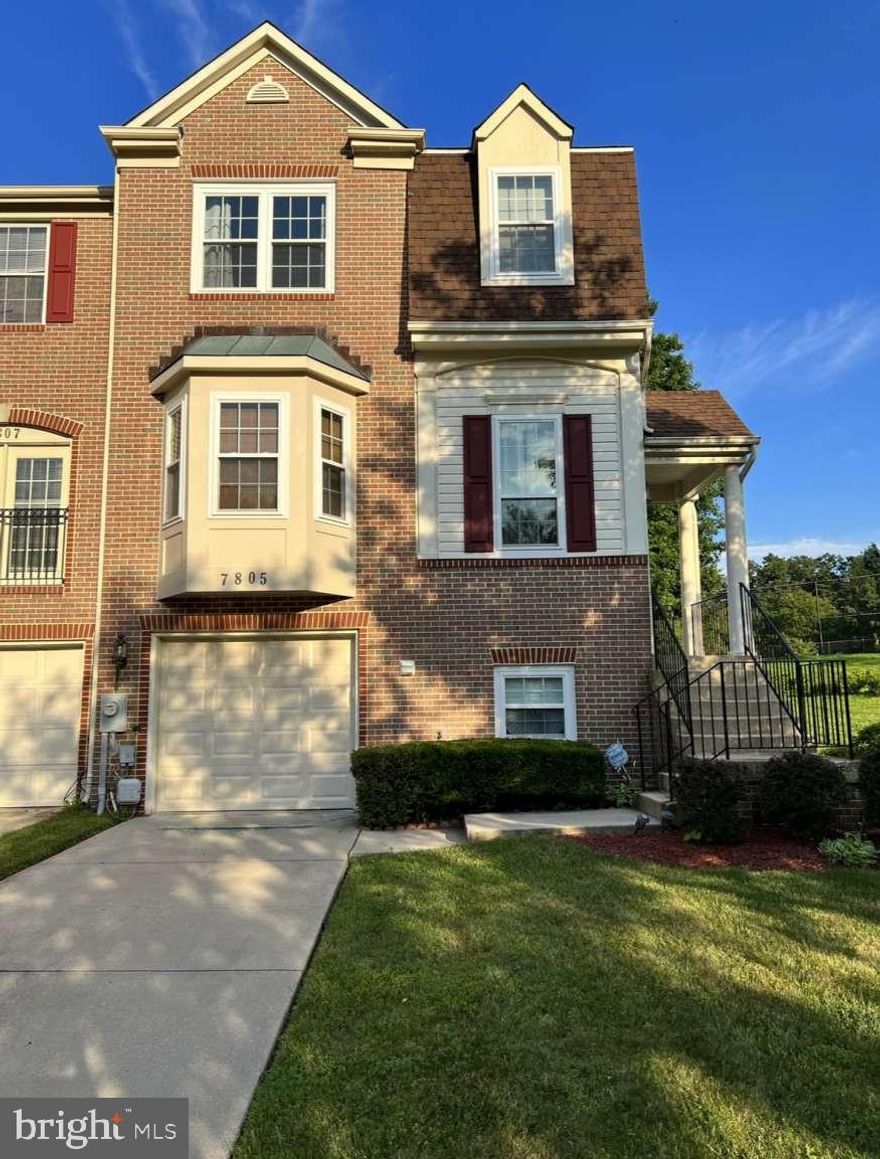 Beautifully maintained end-unit townhouse in the highly sought after Northridge development of Bowie, MD. This gorgeous home offers 3 bedrooms, 2 full and 2 half baths. Full basement with half bath and carpet that can serve as a family room or fourth bedroom. This was the MODEL home in the subdivision. Owner's suite has vaulted ceilings, custom walk-in closet, updated master bath with shower and jacuzzi tub. Main hall bath also updated. Large eat-in kitchen with porcelain tile, backsplash, and stainless steel appliances. Ample cabinetry with a small pantry! A lovely chandelier shines above the dining area. Hardwood floors on main level. Carpet on 2nd level. Upper wood deck and lower brick patio that backs to woods. New one car Smart garage door installed in 2022. New windows throughout home in 2021. New roof in 2015. 10 minutes to New Carrollton Metro and AMTRAK train station. Excellent community features include clubhouse, tennis courts, swimming pool, tot lot, jogging path, picnic areas, softball and soccer field, and community lake. SHOWINGS BY APPOINTMENT ONLY.