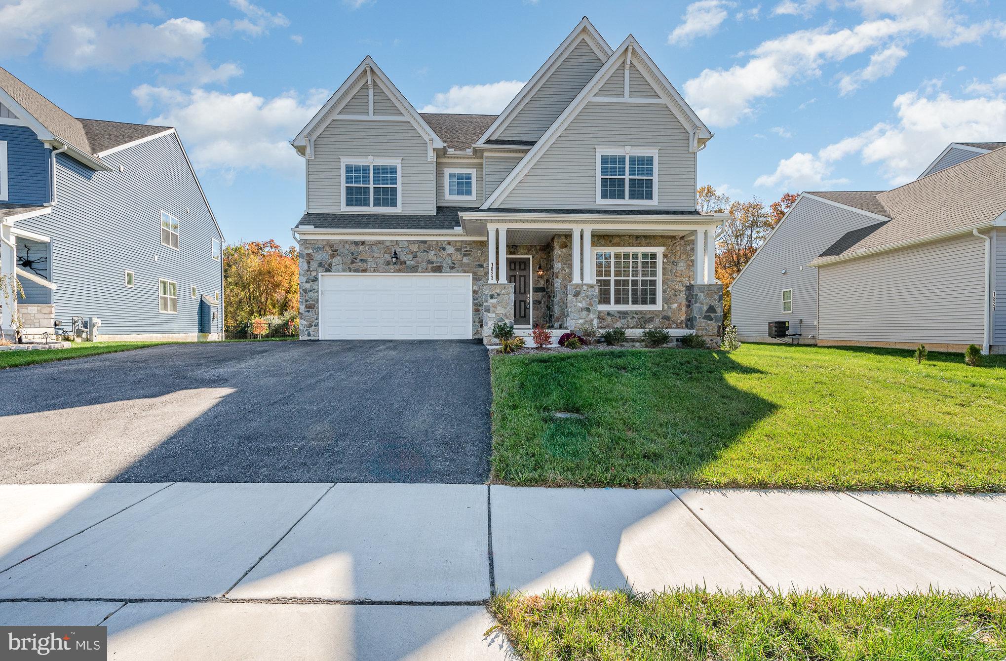 Welcome to your dream home in the desirable Eva Mar neighborhood, just two years young! Offering over 4500 finished square feet this property features an inviting open-concept living room and kitchen, perfect for entertaining, highlighted by a spacious kitchen island. Enjoy the airy feel of 10-foot ceilings on the main level and 9-foot ceilings throughout the upper and lower levels. With 5 bedrooms and 4.5 bathrooms, there’s ample space for family and guests. The finished basement adds extra versatility, while the composite deck with vinyl rails and paver patio create an ideal outdoor oasis, backing up to serene trees and woods. A covered front porch welcomes you home, and a two-car garage provides convenient parking and storage. Don’t miss this perfect blend of modern living and natural beauty in the heart of Bel Air!
