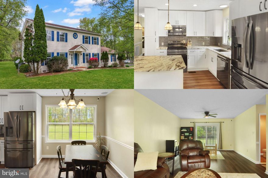 This colonial home is situated on 3 acres and is surrounded by mature plush landscape.  It features a newly updated kitchen, stainless appliances, an island and table space.  The main level has room for an office or formal dining space plus an oversized family room.  The upper level has 3 spacious bedrooms. The backyard is perfect for a pool, play area and garden.  With its great location, you are just minutes from all the amenities and communing routes to Maryland and Virginia.  This home has a brand new roof and is move-in ready! Schedule your appointment today!