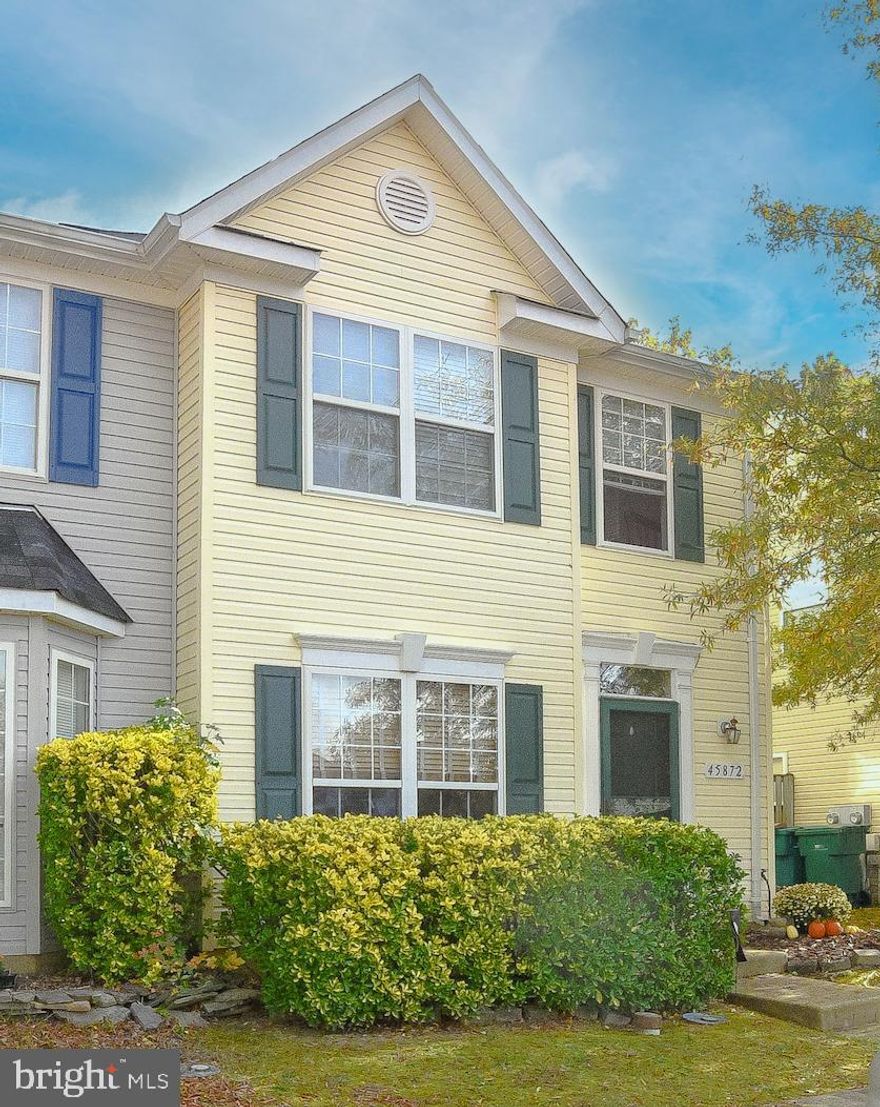 Spacious townhome complete with 6ft privacy fenced in rear yard. Conveniently located to PAX Naval Air Station, shopping, restaurants and a short walk to Chancellor’s regional park.  This end unit townhome is located on the last cul-de-sac at the end of the main street.  You will love all the natural light in this home. Three bedrooms and two and a half baths with so much space you will forget you are in a townhouse. 

As you walk in you notice the expansive living room with direct site lines through the entire main level. 
Main level powder room with hardwood flooring. The kitchen with hardwood flooring fully equipped with an electric stove, above microwave, stainless steel refrigerator, dishwasher, garbage disposal.  The kitchen opens to a large combination dining/den area, which also offers hardwood flooring. The den has a beautiful view to the fenced in back yard and is a perfect setting to enjoy a cup of coffee or read your favorite book. The fenced in rear yard is great for entertaining human or furry friends. 

Relax or BBQ on your back deck. Rear yard is backed up to woods for more privacy unlike other homes with neighbors directly behind you.  The primary bedroom has a walk-in closet and private bathroom with a dual vanity and hardwood floors.  The second bedroom is also quite large and includes beautiful natural light.  A  full bathroom awaits you in the hall with hardwood flooring.   The third bedroom completes the upper level. Brand new lighting fixtures, ceiling fans installed on the main level.  
Custom next day blinds equipped in every room.  
Washer/Dry hook-up is conveniently located on the 2nd floor. 
HVAC was replaced in 2016. 
Brand-new sliding glass patio door installed a month ago!
Home has been well maintained, power washed and painted each year.  
Two assigned parking spaces. 
This is a must see!
*Toilet seat in primary bathroom has been replaced since photos!!!*