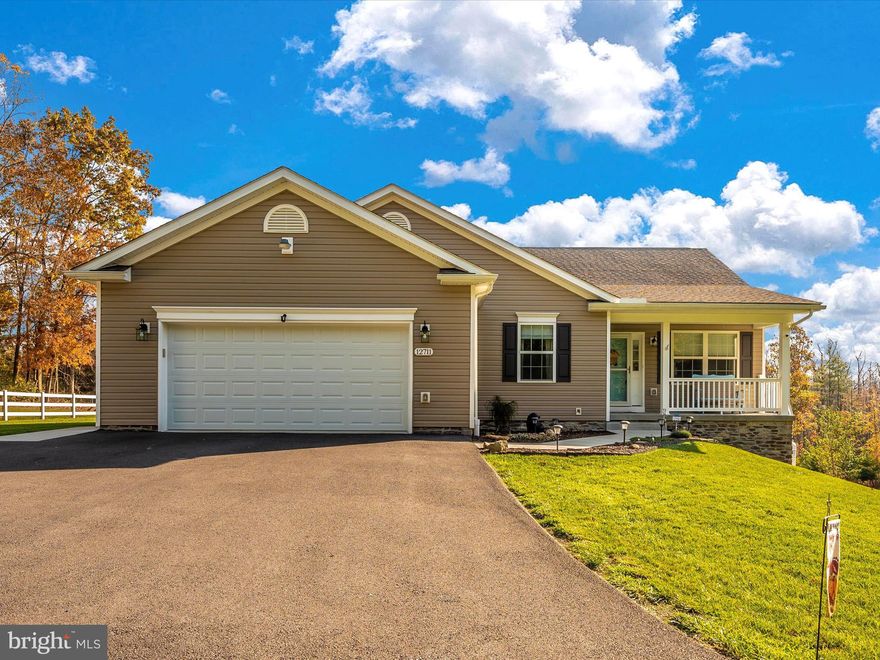 OPEN HOUSE SATURDAY 11/11/2023 12-2pm Myersville-Custom Rancher on 1+ acres.  Immaculately kept with a spacious open floor plan with upgraded cabinetry, granite counters, tile backsplash, island, stainless slate upgraded appliances, recessed lighting.  Gorgeous Stone Fireplace/Hearth in Family Room; Luxury Vinyl Plank flooring throughout.  Master Bedroom with overhead light/paddle fan, walk in closet, and large bathroom with lots of storage.  A large composite deck off Kitchen offers gorgeous sunrise views.  A huge unfinished basement with windows and double doors leading out to ground level on the side (lots of light!)  and a plumbing rough in for another future full bathroom, plus the sub panel already installed ready for you to finish later and double your space.  A 12x20 Cottage shed with metal roof is great for storing your outdoor equipment, leaving the 2 car garage available for your vehicles.  Floodlights in rear of house and dusk to dawn in front for those late night fires and star gazing.  Generator hookup in garage to run fireplace, well etc in case of a power outage.  This is true country/mountain living; easy access to the Appalachian Trail!  Oliver Homes Gettysburg Model.  sqft  1,644.  OPEN HOUSE Saturday Nov. 11 12-2pm
