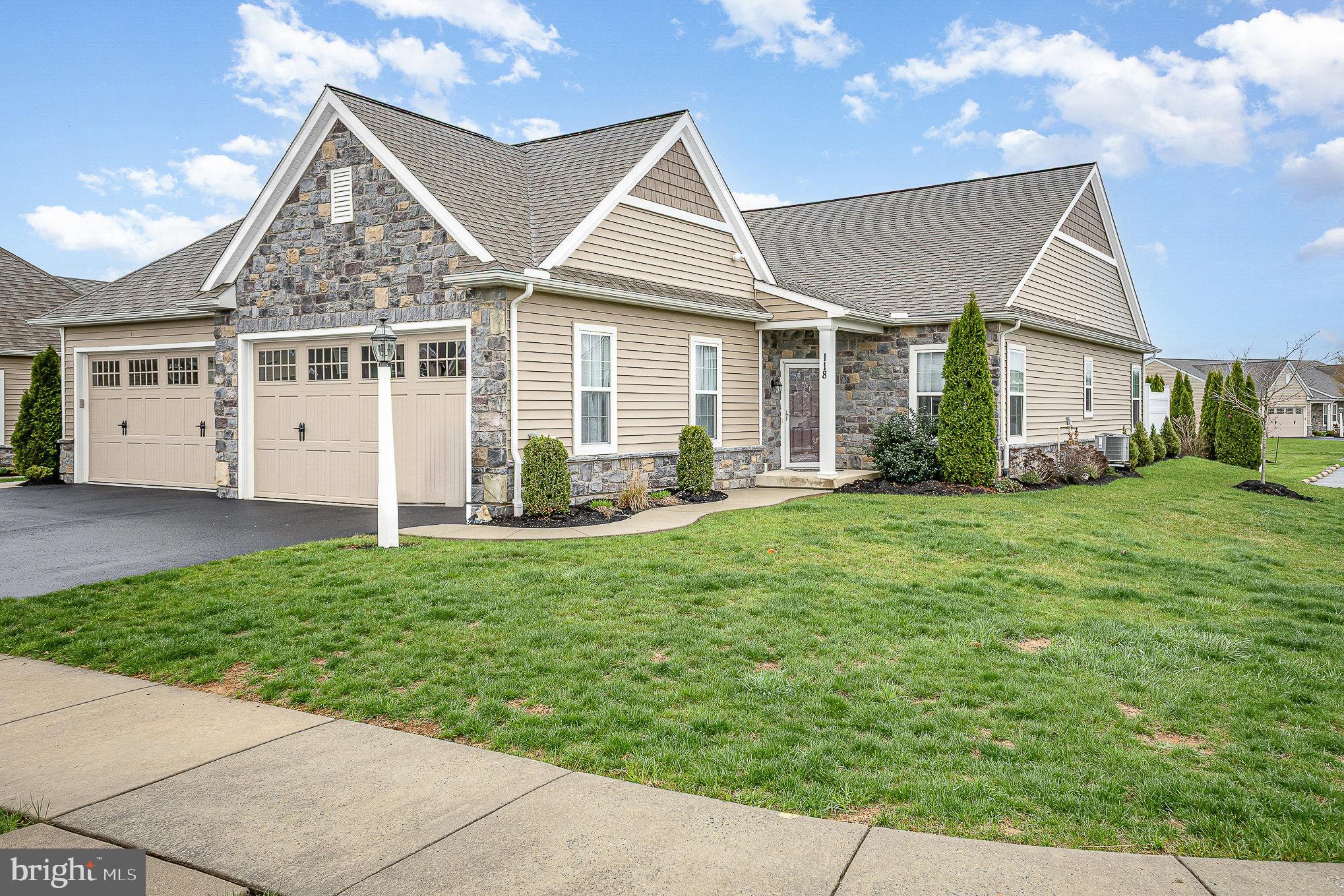 Welcome to your peaceful haven in The Village at Springbrook Farms! This beautifully maintained 2 bedroom, 2 bath carriage-style condo, built in 2018, offers the perfect blend of comfort, style, and maintenance-free living in the Palmyra School District.
Inside, you’ll love the ease of single-level living with engineered wood floors throughout much of the home. The open-concept kitchen features granite countertops, stainless steel appliances, and a spacious island, perfect for both everyday living and entertaining. A bright and airy sunroom leads to a private patio overlooking the backyard—just the spot to enjoy your morning coffee or evening breeze.
The condo association handles the exterior, including lawn care, snow removal, and even some home maintenance, so you can spend more time enjoying life and less time on chores.
Additional highlights include an attached 2-car garage, efficient gas furnace, and central air for year-round comfort.
Make this carriage house your next home—your carriage awaits!