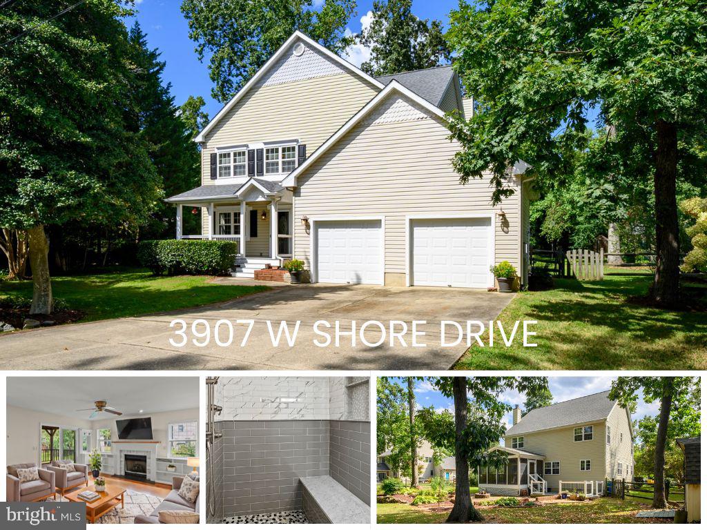 Make every day feel like a waterside getaway at 3907 W Shore Drive in River Club Estates — a coveted water-access community on Bear Neck Creek. This 4BR/2.5BA home welcomes you with a light-filled foyer/living room, a private dining area, and a spacious family room with a fireplace for cozy winter nights. The fun continues outdoors with a huge screened-in porch, expansive paver patio, and fire pit—perfect for cracking Maryland blue crabs and watching nature. Fresh interior paint and brand-new carpet just installed! Peace-of-mind updates include renovated bathrooms, hot water heater (2018) and roof replaced within the last 5 years. Community perks: water privileges, community pier/dock, kayak storage, and a scenic picnic area. All this just minutes to schools, shopping, dining, and major routes for easy access to Annapolis and Baltimore. Come live the River Club Estates lifestyle!
