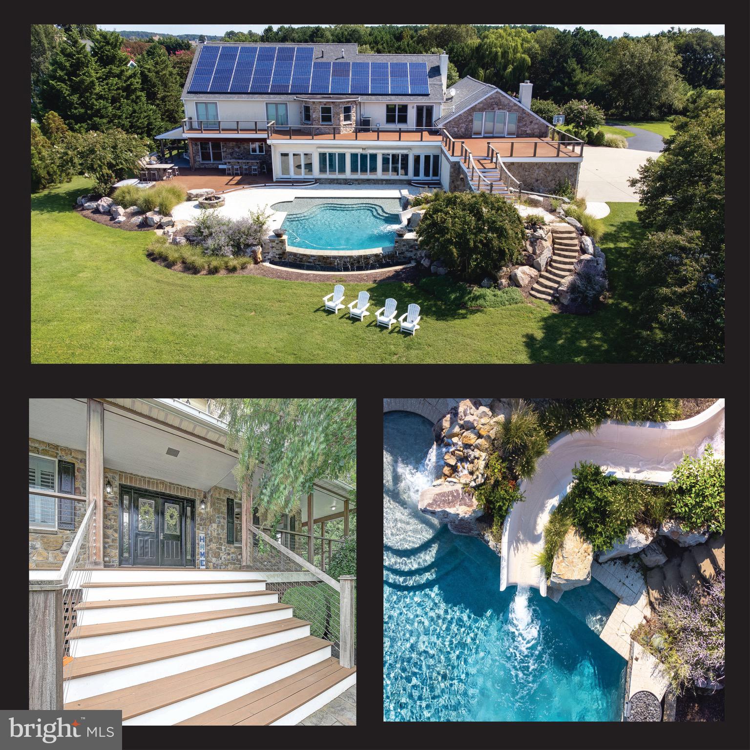 If Shore Life is calling, THIS STUNNING Kent Island Home perched on 5 acre point along Shipping Creek & Eastern Bay is the answer! Boasting 5 bedrooms and 5 full baths and over 5600 SF of living space is just the start. Take in breathtaking views from vantage points all the way around the home including a number of balconies, decks and the covered wrap porch. Outdoor kitchen with bar seating, hot tub, infinity pool complete with waterslide, water fall and fire features is sure to be then entertaining hot spot. Nestled back off the road, you will appreciate the tranquil penisula setting w/896' of waterfrontage including a conservation easement to one side ensuring privacy for years to come. Six car garage is perfect for the car enthusiast and features a large game room above that flows out to a HUGE deck with 180 degree views. Main level bedroom and full bath, sunroom, gourmet kitchen that looks out on the pool and Shipping Creek. Primary bedroom suite features vaulted ceilings, access to upper level decks, large dressing room with built in closet system and private washer/dryer. Private dock features newer 10K lbs boat lift, jet ski lift, small sandy beach area perfect for launching kayaks and paddleboards. Upper level theather room, too! Just minutes to the Bay Bridge and 20 minutes to Annaplois make it the perfect location. It doesn't get much better than this--Make sure you put this one at the top of your 'Must See' list before it is gone!