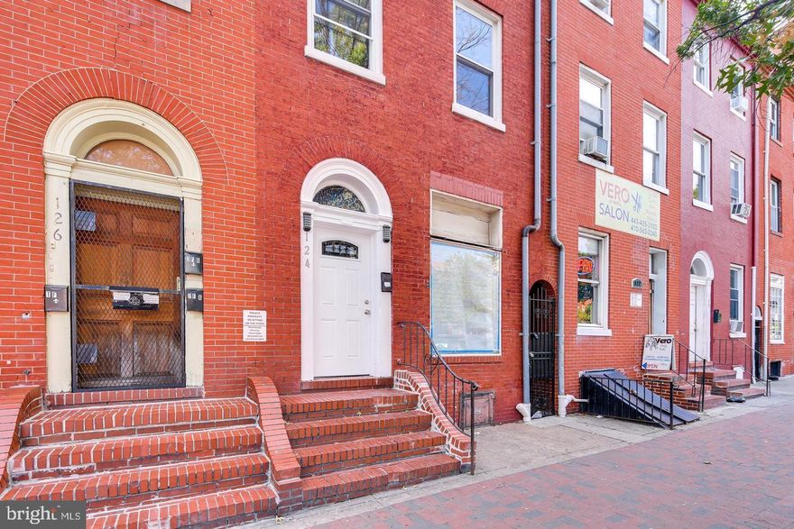 Exceptional investment opportunity in Upper Fells Point—a fully leased 2,600+ SQFT quadplex with the potential to build three additional units, expanding to seven total. The property spans three above-grade levels, featuring a multi-level 1 BD/1 BA unit and three studio apartments, all accessible via a common area. 

This income-generating property boasts hardwood floors throughout, granite countertops, shaker-style white cabinetry, and a charming historic brick façade. The fenced-in rear yard with a patio provides private outdoor space. Each unit is separately metered, and major improvements include a new roof and steel doors/frames installed in 2014. Current rental income: studios ($1,000–$1,120), 3 BD ($1,249). 

Nestled in Upper Fells Point, this property is just minutes from the waterfront, top dining spots, Johns Hopkins Hospital, and Patterson Park, ensuring strong rental demand in a highly sought-after area. Rent roll, lead certificates, and rental license available upon request. 

Seller’s Preferred Title Company: CLA Title and Escrow  
Preferred Lender: Hannah Katz