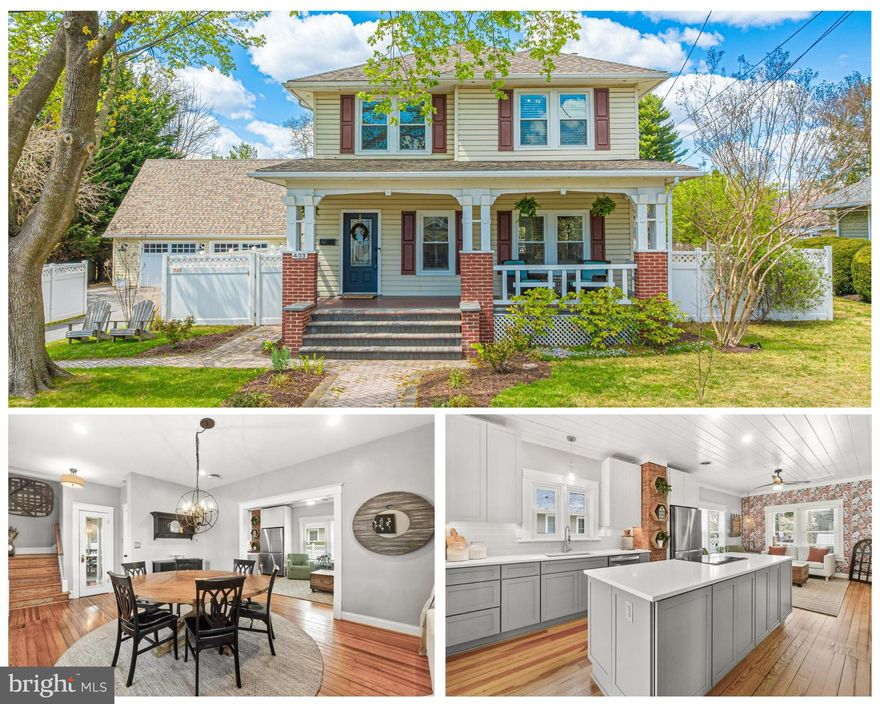 You will fall in love with this charming 1923, craftsman style home, which has been beautifully preserved and thoughtfully updated. Nestled on a generous 0.45-acre fenced lot just minutes from downtown Frederick, this one-of-a-kind property blends timeless character with modern comfort and upgrades throughout. The main level showcases hardwood floors, a large dining room, living room, and a fully updated kitchen featuring stunning quartz countertops, a warm wood-paneled ceiling, and sleek finishes. Just off the kitchen, a light-filled sunroom with built-in shelving offers the perfect space for your morning cup of coffee, reading or relaxing. Step outside from the sunroom onto a spacious deck—ideal for entertaining or enjoying peaceful mornings in your private backyard oasis. Upstairs, you'll find three generous bedrooms and a beautifully appointed full bathroom, complete with heated floors for cozy comfort. The upstairs also offers a separate office space or flex room. Every space is filled with vintage charm and thoughtful updates—including new windows and a new roof installed in 2018. The fully finished lower level includes a third full bathroom and offers flexible space ideal for entertaining, guest quarters, or a home theater. Outside, enjoy warm summer days in the cowboy pool, hanging by the firepit, tinkering in the large shed, or making the most of the detached two-car garage with a huge bonus room above—perfect for a home gym or a studio, or office. With a huge fenced yard, and prime location just minutes to shopping, commuter routes, and the heart of downtown Frederick, this rare gem offers the perfect blend of history, style, and convenience.