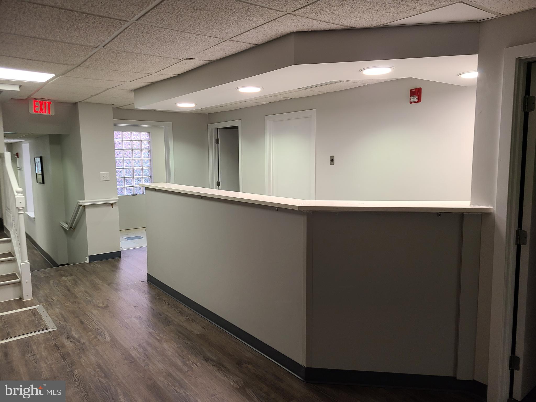 $10.00 per square foot, GROSS for this professional, Medical Office space, clean, neat and ready to go. Located in downtown Readings Commercial Core. Share an professional office setting with one of Readings newest medical providers, HealthBridge Chiropractic.
The space consists of eight exams rooms, two private offices, reception, waiting, ADA bathrooms and supply or Lab room. On the upper level there is a large break and or meeting room, ample for many possible uses.
The space is newly fit out and finished.