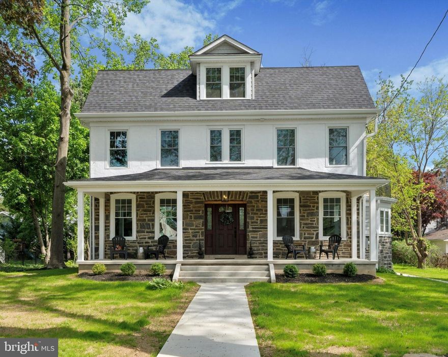 Welcome to this beautifully renovated 6-bedroom, 2.5-bath single-family home located in the highly desirable Brookline area of Haverford Township. Perfectly positioned on a tree-lined street, this stunning property blends timeless historic charm with the modern amenities of new construction—offering the best of both worlds.

At the front of this stately home, a large covered front porch offers a gracious welcome and a perfect place to unwind. Step inside to discover a sun-soaked interior featuring gleaming hardwood floors, original millwork, and a spacious living room with a classic stone fireplace, flanked by original built-ins. The formal dining room is ideal for hosting, and just beyond it, a unique bonus space awaits—perfect for a bar, butler’s pantry, or other intimate nook awaiting your creative flair. The powder room is tactfully tucked away, offering privacy for guests. As you continue through the home, each unique space tells a story written with historic charm. Take in original details like thoughtfully placed windows, and rooms shaped with character and purpose. 

The fully updated kitchen boasts stainless steel appliances, granite countertops, tiled backsplash, and ample cabinetry, opening to a peaceful backyard retreat. Just outside, enjoy a spacious back deck crafted from durable vinyl planks—designed for both style and no-maintenance ease. 

On the second floor, you'll find the expansive primary suite complete with a walk-in closet and a beautifully appointed en-suite bath, offering a private oasis of comfort and sophistication. This level also includes two additional generously sized bedrooms—one of which opens to a charming second-story balcony—along with a conveniently located laundry room that adds everyday ease and functionality.

The third floor features three more bedrooms with a whimsical vintage charm, making it a flexible space well-suited for a home office, art studio, playroom, or guest suite.

Additional highlights include a thoughtfully designed detached garage, a professionally landscaped yard perfect for outdoor entertaining, air conditioning, and fully updated systems throughout. Every inch of this home has been thoughtfully renovated to provide both beauty and functionality.

Situated just minutes from local parks, award-winning schools, shopping, and dining, and just a short walk to the Penfield train station. This home is a rare gem in one of Haverford Township’s most beloved neighborhoods.