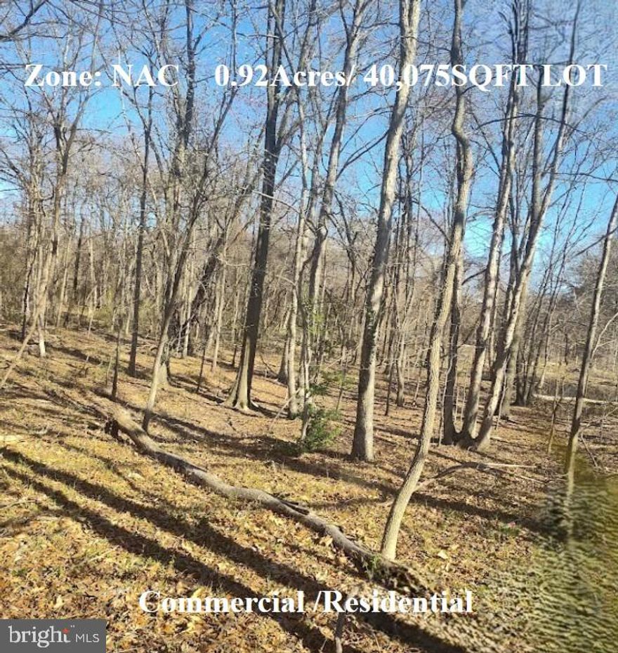 Attention Builders & Developers!
An exceptional opportunity awaits to acquire a prime commercial and residential lot near National Harbor. Located in PG County, this 0.92-acre (40,075 SF) undeveloped parcel (#289) is zoned Neighborhood Activity Center (NAC), offering flexibility for various development projects. With 115 feet of road frontage on St. Barnabas Road in Oxon Hill, MD, this site provides excellent visibility and accessibility. The lot is situated directly behind 6140 Oxon Hill Rd (KFC) from the Oxon Hill Rd side, with frontage on St. Barnabas Road.
Minutes from I-95/Capital Beltway, the property is conveniently close to public utilities and numerous amenities. Don’t miss this rare chance to invest in a high-potential location!