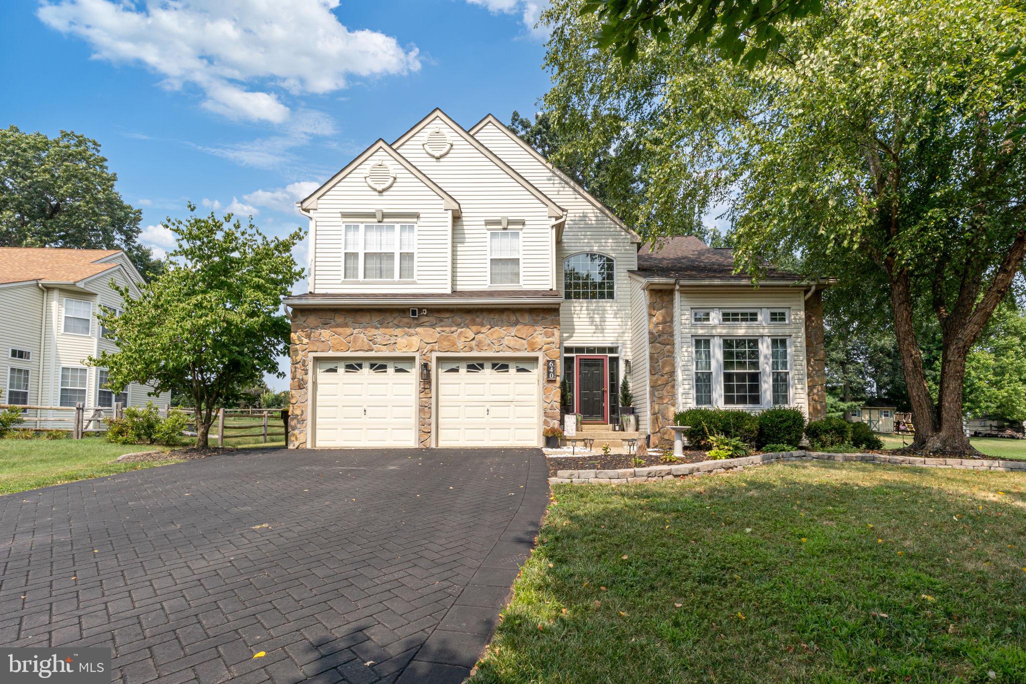 Welcome to 640 Buyers Road — a beautifully upgraded home located in the highly sought-after Woods at Cranberry Estates in Perkiomen Valley School District. From the moment you arrive, you'll be impressed by the curb appeal, featuring a full paver driveway and meticulously maintained landscaping. Step inside to a grand two-story foyer, highlighted by a dramatic curved staircase that sets the tone for the elegance found throughout the home. To the right, a cozy sunken living room offers the perfect space for relaxing evenings, while the adjacent formal dining room provides an inviting area for entertaining guests. Toward the rear of the home, the gourmet kitchen has been thoughtfully updated with new fixtures and a Café-brand oven, offering both style and functionality. The open-concept layout continues into the spacious family room—ideal for everyday living and hosting. From the kitchen, step outside to a generous back deck complete with a sunshade and hot tub, creating the perfect setting for outdoor enjoyment. Upstairs, you’ll find three well-appointed bedrooms and a beautifully updated hall bath. The expansive primary suite features vaulted ceilings, two large closets, and a luxurious ensuite bathroom. The finished basement adds even more versatile living space, featuring a trendy glass-pane door entry, full bar, designated office area, and a convenient half bath—perfect for work, play, or hosting. To top it all off, most notable recent updates include 2019 roof, 2018 HVAC, 2017 water heater, 2025 shed roof, kitchen appliances, toilets, light fixtures, upstairs carpet, and blinds throughout. This is a move-in-ready home with thoughtful upgrades at every turn.
**Don’t miss your chance—join us at our Open Houses:**
* **Friday, 8/8 from 5:00–7:00 PM**
* **Sunday, 8/10 from 12:00–2:00 PM**