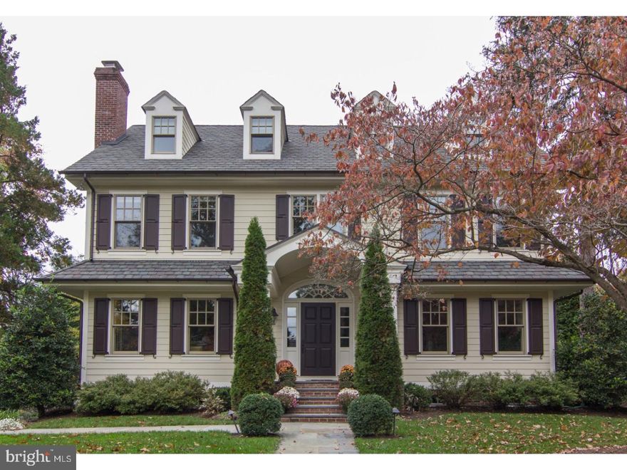 Fabulous home - Fabulous design - Fabulous location. Welcome home to this custom-built Mark Asher-designed stately house on one of Wyndmoor's most coveted side streets. Incredible attention to detail and the highest quality craftsmanship throughout this truly fabulous home. Enter into a grand 2-story entry foyer w/ gorgeous woodwork, moldings and custom built-ins making this feel like an elegant house built in the early 1900's yet w/ a perfectly designed modern floor plan only found in a newly built home for today. Long hallways w/ doorways w/ transom windows creates a beach house feel w/ incredible sunlight. Elegant and intimate formal living room loaded w/ sunlight. Wood burning slate fireplace with dental moldings. Cozy private office w/ custom glass doors plus formal powder room. Across the foyer is a welcoming formal dining rm with gorgeous millwork. Wet bar hallway w/ built-in beverage center ideal for entertaining. Small office nook w/ custom built-ins opens to large chef's eat-in kitchen. Open-concept kitchen and great room perfect for every day living. Custom crafted cabinetry furnished by Knight Kitchens of Vermont. Sub-Zero/Wolf appliances, granite counter tops and island w/ seating for 4. Built-in window seat is perfect for daily dining overlooking slate terrace and mature plantings. Great rm with wood-burning fireplace w/ custom-crafted mantle and built-in cabinets perfect for every day relaxing. French doors open out to another slate terrace w/ pergola. Powder rm and mud rm with custom built-ins, cubbies and cabinets for convenient storage. Second floor features 4 BR's and 3 full bathrms. Spacious light filled Master Suite w/ dressing area plus walk-in closet w/ custom built-in system. En-suite bathroom w/ dual vanities, custom cabinetry, step-in shower w/ frame less glass door. 2 additional BRs plus hall bathrm and large 4th BR w/ en-suite bathrm. Third floor features additional living space which is currently used as a playrm but could also be used as a 5th BR for guest quarters, au-pair or in-law quarters plus full bathroom. Fabulous lower level w/ soaring 10 ft ceilings features comfortable media rm. Large gym. Laundry rm w/ laundry chute. Over sized 2-car garage w/ great storage space. Perfect-sized back yard w/ well appointed landscaping. Perfect location on very desirable quiet street. Walk to Chestnut Hill and train. Convenient to Center City, highways and the suburbs. Springfield Twp Schools. No expense spared. Truly a Masterpiece!