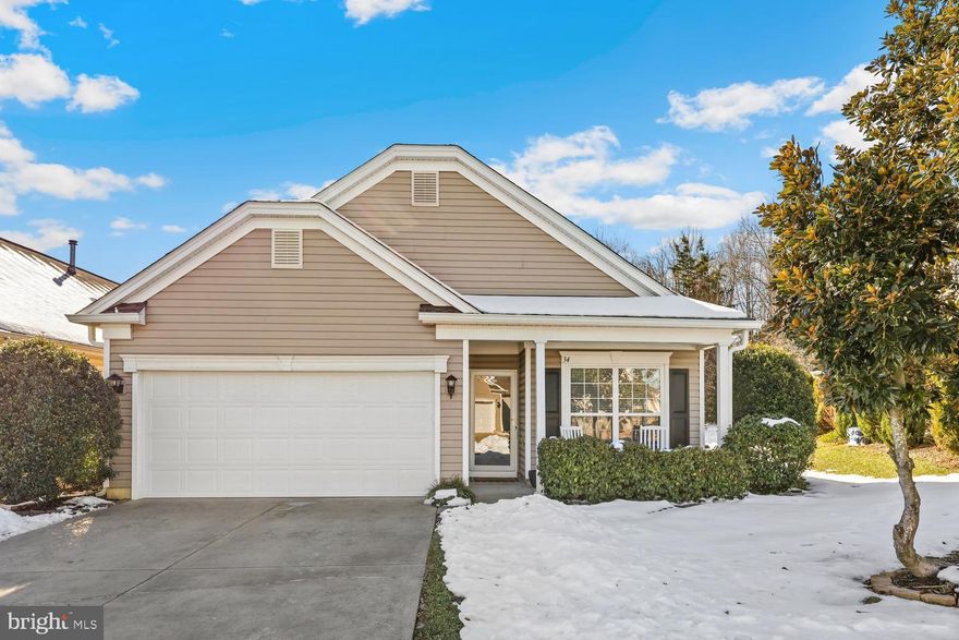 Welcome home to 34 Chantilly Pl in the beautiful Falls Run community. This is truly one-level living at its finest, in this gated, amenity filled 55+ community! The floor to ceiling windows let in tons of natural light throughout the open living and dining rooms.  LVP flooring flows from the family room into the kitchen.  The kitchen boasts stainless steel appliances, new countertops, and an island with room for stools too.  Plenty of cabinets and countertop space.  The sunroom off the kitchen is the perfect place to enjoy morning coffee while looking out into the private backyard with wooded views.  You will find the spacious primary bedroom with a vaulted ceiling, walk-in closet, and the private primary en-suite bathroom. Your guests will feel right at home in the secondary bedroom with easy access to the additional full bathroom. There is also another room that could be used as a 3rd bedroom, den or home office.  Head through the laundry room and you will find the spacious 2-car garage. Living in Falls Run you will feel like you are on a constant vacation with all of the neighborhood amenities, including indoor and outdoor pools, tennis courts, fitness center, billiard room and so much more. Located just minutes from I-95 and Rte. 17, you are so close to shopping, dining, and commuter routes. Recent updates include New Flooring, New Countertops, New Walk-in shower in Primary Bath, Newly tiled shower in guest bath.  Water heater 2020.  Roof estimated to be 5-7 years old.  Come and tour this home before it’s gone!