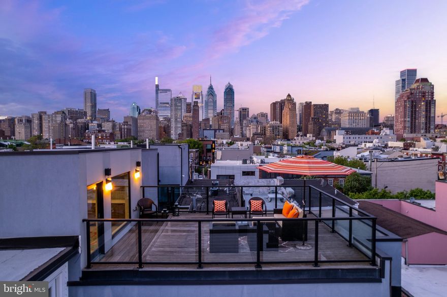 Welcome to 741 S. Chadwick Street in Philadelphia's Graduate Hospital neighborhood! 9 Minute Walk to Rittenhouse Square Park via Walkscore. This 4000 sqft well built home sits on a larger oversized lot at 16.8 feet wide and 80 feet deep w/700 sqft of finished outdoor living & entertaining space as well as 2 car NY lift style parking allowed by the oversized Garage. 741 is one of a trio of well built homes by Metro Impact on this particular block. The foyer entry leads you into an Open floor plan with ceiling heights that start at 10 feet & extend to 20'+ in a "great room" setting accompanied by Floor To Ceiling Anderson Windows that over look the 1st of 2 out door living areas both w/gas cooking hook ups; lower level patio with Hydronic radiant floors / snow melt system. Entertaining will be a breeze in your Porcelanosa kitchen w/seamless quartz countertops that have a waterfall edge & all Miele integrated appliances including induction range, double convection ovens & gas fire place with remote in living room for winter & fall months. The wide plank walnut floors & steel floating staircases were finished on site. Finished Lower Level has outdoor connection to upper patio area & is another full length entertaining room with heated radiant floors, accompanied by wet bar & living space. This level could be used as an au pair/ nanny/ teenager suite (4th bed if needed ) with the 1st of 4 full baths & private office in front of west facing end of home. 2nd floor is comprised of 1st full bedroom, 2nd full bath, convenient upper floor laundry room & 3rd indoor living loft area that over looks lower main level w/cascading floor to ceiling windows for terrific natural light! 3rd level consist of west facing 2nd bedroom , 3rd full private bath & primary suite has east & north facing skyline views. Primary ensuite bathroom is complete w/floating double sink vanity, radiant floors, European fixtures, floating toilet w/bidet, rain shower & jacuzzi followed by spacious bedroom w/walk in closet & private but skyline views from bath & bedroom that will not disappoint! Finally, up to the top to enjoy your PH Roof-deck accompanied w/pilot house for storage & interior wet bar area & gas cooking hook up for grill along with sunrise or sunset panoramic skyline views! Some additional features include 3 zoned HVAC w/humidifier, Touchscreen control of intercom, lighting, HVAC, alarm, security cameras, wired speakers & wired custom electronic blinds along w/blackout shades (22k value)brand new tankless hot water heater also installed Nov 22' w/on demand hot water. Chadwick is a lovely tree lined, tucked away side street w/low foot traffic & NO on street parking. Walk to Rittenhouse square in minutes or the Avenue of the Arts, so many great local parks & green spaces, farmers market at Julian Abele, SOSNA neighborhood association, YMCA w/Full lap Pool, several new restaurants & local staples, the list goes on in this wonderful pocket of town! IN THE EVENT YOU ARE NOT A FAN OF THE GREEN COLOR SIDING IT IS PAINTABLE FOR A MORE NUETRAL COLOR CHANGE AT A MINIMAL COST! CONFIRMED WITH BUILDER THAT THE PANELS ARE CEMENT HARDIE BOARD & PAINTABLE!