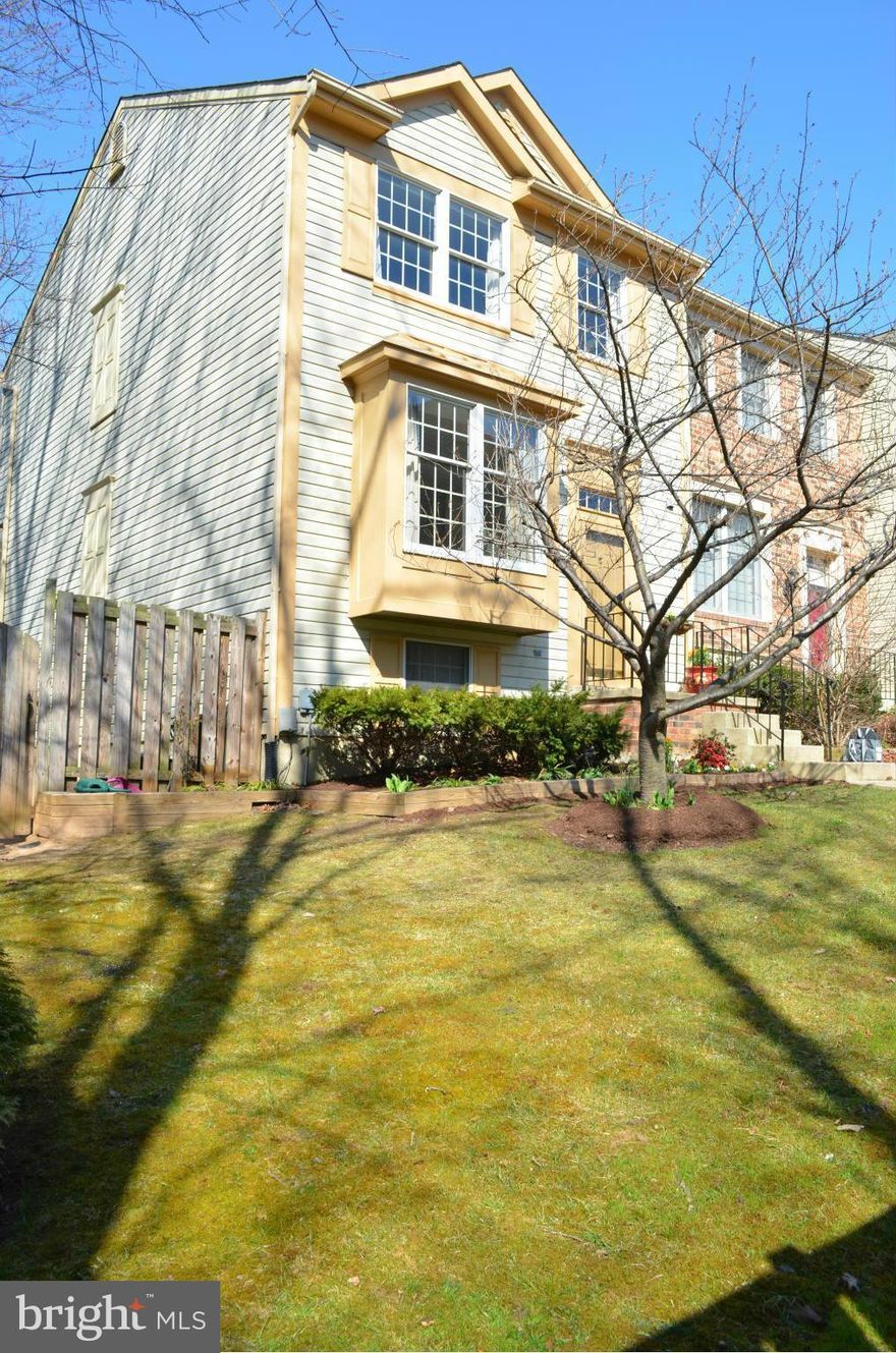Lovely end unit next to woods and walking distance to park! Large fenced yard with patio in rear. Finished family room in  walkout basement.  Water privileged community convenient to Baltimore  and Beltway. Available Jan 1. Owners may consider small pet on a case by case basis with deposit. 3 BR, 2 1/2 baths