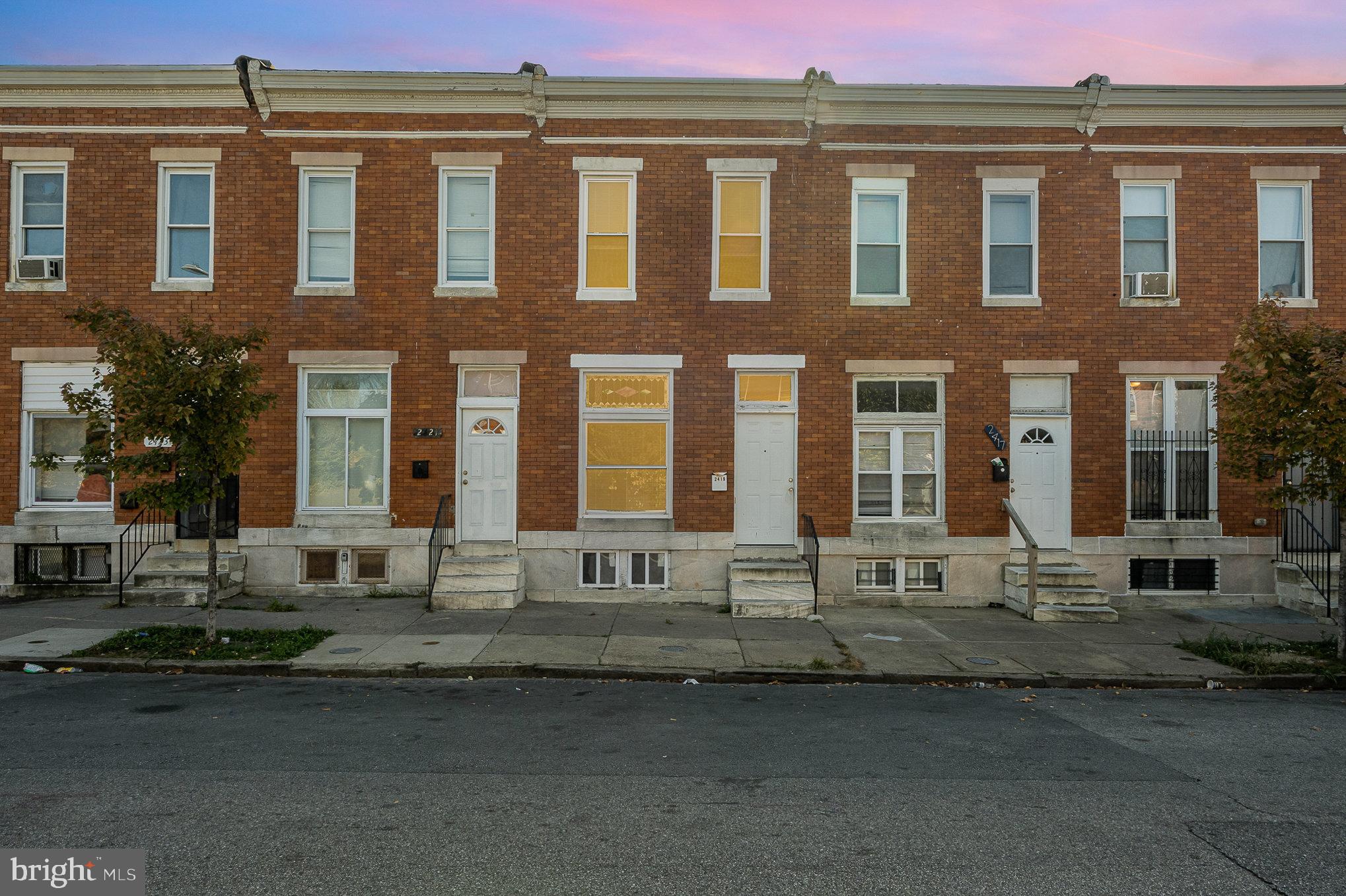2419 E Oliver St is a classic Baltimore rowhome offering excellent potential for investors or first-time buyers. With 3 bedrooms and 1 bathroom, this affordable property sits in an area experiencing gradual revitalization, near Collington Square and a short drive from Patterson Park. This opportunity provides a great opportunity to build equity or generate rental income. Positioned close to schools, public transit, and local amenities, this home is ideal for those looking to invest in a growing Baltimore neighborhood .