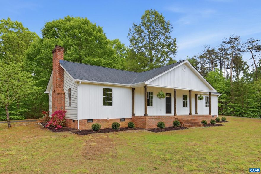 Completely remodeled and move-in ready, this 3-bedroom, 2-bath home sits on over 4 acres, offering the perfect blend of privacy and modern comfort. Inside, you?ll love the huge open kitchen designed for gathering, flowing seamlessly into the main living area. Durable LVP flooring runs throughout, complemented by a cozy wood-burning fireplace. The spacious primary suite features a beautifully updated bath with a walk-in shower, while additional bedrooms offer flexibility for guests, family, or a home office. Major upgrades include a brand new roof and HVAC system with gas backup for added efficiency and new roof. Outside, enjoy the space and freedom of 4+ acres along with a detached garage?perfect for storage, a workshop, or hobbies. Ideally located in a great location central to Richmond and Charlottesville, you?ll enjoy the convenience of both while still having your own private retreat. If you?ve been looking for a turnkey home with land, modern updates, and room to spread out, this one is a must-see!