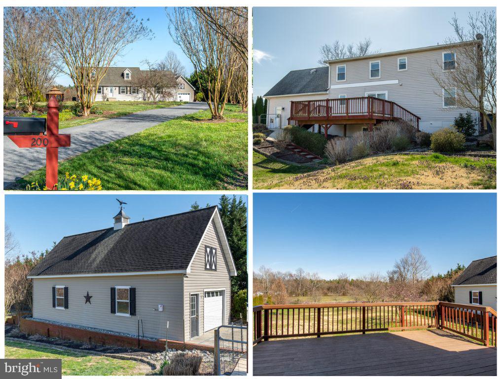 Large Cape Cod located on 1.21 Acre with Full Basement. Great Location just between Rt. 50 and Rt. 301. First Floor Primary Bedroom includes Luxurious Full Bath w/Whirlpool Tub, Separate Shower, Walk In Closet. Kitchen with SS Appliances (Gas Stove) and Dining Area with Slider- opens to Large Deck overlooking the sprawling yard (partially fenced). Beautiful Landscaping and Fruit Orchard, includes Peach, Apple and Pear. Relax and enjoy the Gazebo with electric. Second Floor includes two bedrooms, Full Bath and Large Walk In Attic Space. The Finished Walk Out Basement has a Kitchen, Living Area, Bedroom and Full Bath & Utility Room. There is an Attached Two Car Garage , PLUS a Detached Garage which offers 2nd floor for Storage. This home also includes Tesla Solar Panels. No HOA!!
