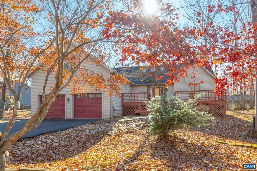 This home checks all the boxes! One level living, chefs kitchen, abundance of natural light, 2 car garage, paved driveway, large fenced in back yard, studio loft and so much more!  This 3 bed, 2 bath split bedroom home features vaulted ceilings, skylights, a stone propane fireplace, granite countertops, a large front porch.  The first floor primary bedroom offers dual vanities, a large walk-in closet and is also adjacent to the large loft that can be used for a number of activities.  Newer hot water heater & HVAC with an encapsulated crawlspace. Lake Monticello's beach # 2 is less than a half mile away where you can swim, kayak, and view the natural wildlife! Less than 30 mins to Charlottesville. Come see all the amenities Lake Monticello has to offer!,Granite Counter,Fireplace in Living Room