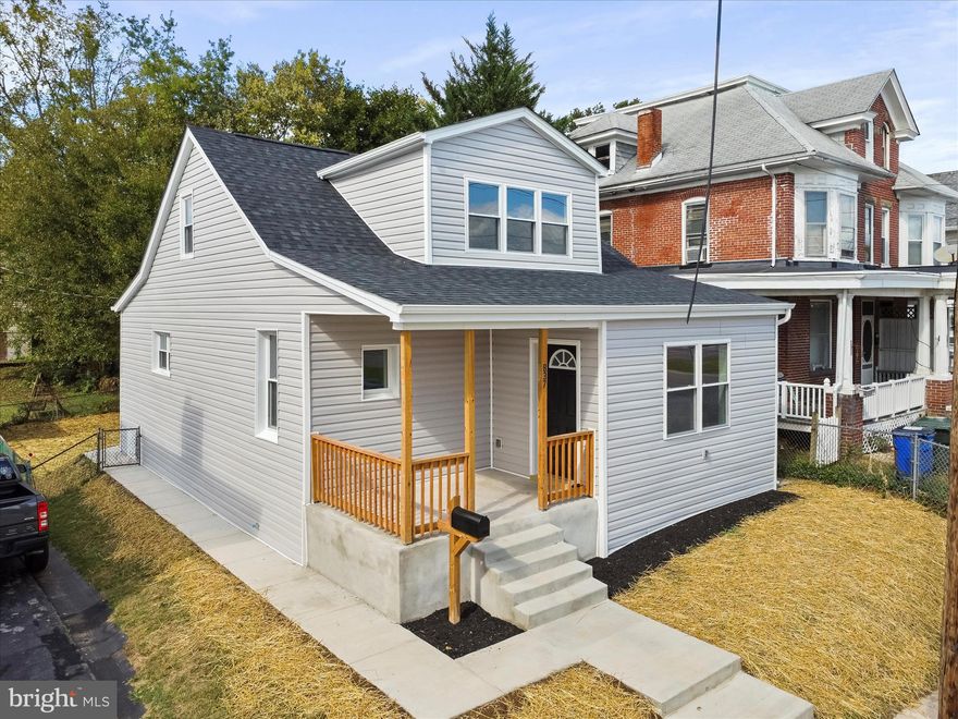 Beautifully renovated 3-bedroom, 2-bath bungalow located just minutes from Hagerstown City Park! The main level features an open-concept living and dining area, a brand-new kitchen, full bath, and laundry. Upstairs offers three bedrooms and an additional full bath. Enjoy new flooring throughout, fresh paint, and updated fixtures. The fenced rear yard provides great space for pets, play, or outdoor entertaining. Conveniently located near parks, shopping, restaurants, and commuter routes—this home offers the perfect blend of charm, comfort, and modern updates!
