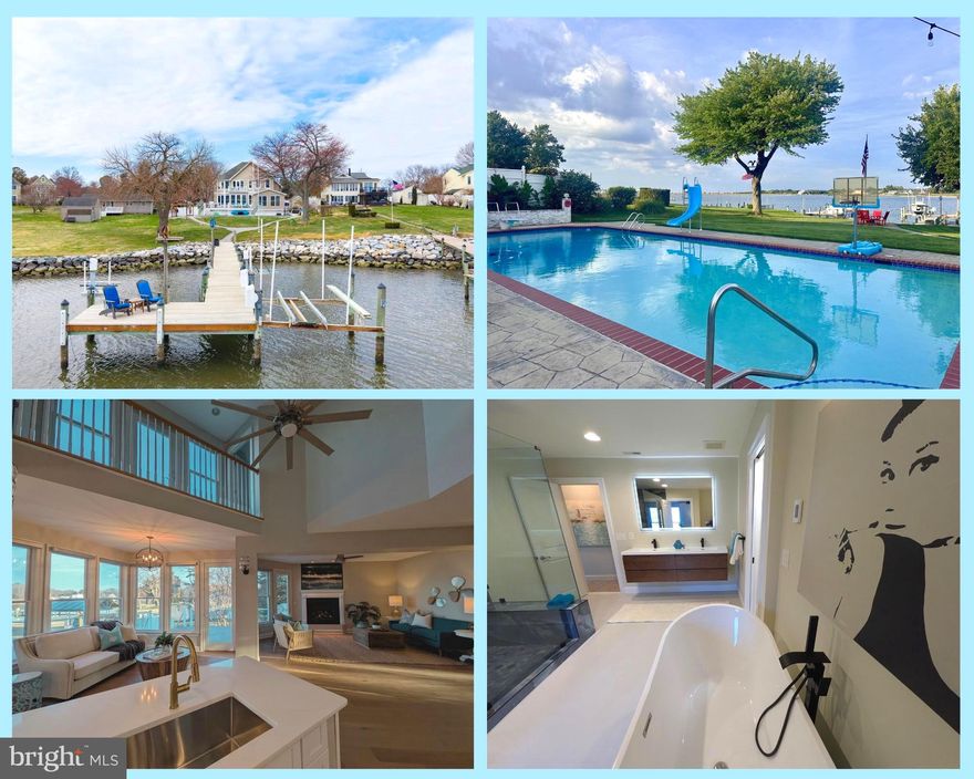 Live every day like vacation in this STUNNING waterfront private oasis just minutes from the Bay Bridge, where coastal luxury meets effortless Chesapeake Bay living. Nearly 3100 sf, , this gorgeous retreat features four spacious bedrooms and three beautifully updated baths, designed for comfort, style & unforgettable gatherings. Main level bedroom & full bath offer flexibility! The heart of the home? A magazine-worthy coastal kitchen with new custom cabinetry, gleaming white quartz countertops, & shiny stainless steel appliances. Wide-plank white oak flooring that carries warmth and sophistication. Open, airy, and filled with natural light — every space feels intentional and elevated. Primary suite emulates the  finest of hotels with cozy gas fireplace, catwalk to waterfront balcony, bonus room/office & STUNNING  spa bath with sunken tub, walk-in-shower & vanity for two, heated floors & spacious closet for ample storage. Step outside to your own resort setting — with private in-ground pool, expansive entertaining areas, maintenance-free deck with cable rails for nautical feel. and a private pier with boat lift & two jet ski lifts - just three lots from direct Chesapeake Bay access. With 4' MLW, boating enthusiasts will appreciate effortless access to open water in minutes. This is more than a home — it’s a lifestyle, waterfront living re-defined.  Opportunities like this don't float by twice- your boat belongs here!