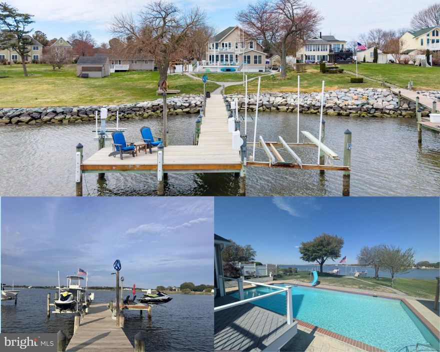 MAJOR PRICE IMPROVEMENT- Reduced over $175K! Hurry to this STUNNING waterfront private oasis just minutes from the Bay Bridge, where coastal luxury meets effortless Chesapeake Bay living. Nearly 3100 sf, , this gorgeous retreat features four spacious bedrooms and three beautifully updated baths, designed for comfort, style & unforgettable gatherings. Main level bedroom & full bath offer flexibility! The heart of the home? A magazine-worthy coastal kitchen with new custom cabinetry, gleaming white quartz countertops, & shiny stainless steel appliances. Wide-plank white oak flooring that carries warmth and sophistication. Open, airy, and filled with natural light — every space feels intentional and elevated. Primary suite emulates the  finest of hotels with cozy gas fireplace, catwalk to waterfront balcony, bonus room/office & STUNNING  spa bath with sunken tub, walk-in-shower & vanity for two, heated floors & spacious closet for ample storage. Step outside to your own resort setting — with private in-ground pool, expansive entertaining areas, maintenance-free deck with cable rails for nautical feel. and a private pier with boat lift & two jet ski lifts - just three lots from direct Chesapeake Bay access. With 4' MLW, boating enthusiasts will appreciate effortless access to open water in minutes. This is more than a home — it’s a lifestyle, waterfront living re-defined.  Opportunities like this don't float by twice- your boat belongs here!