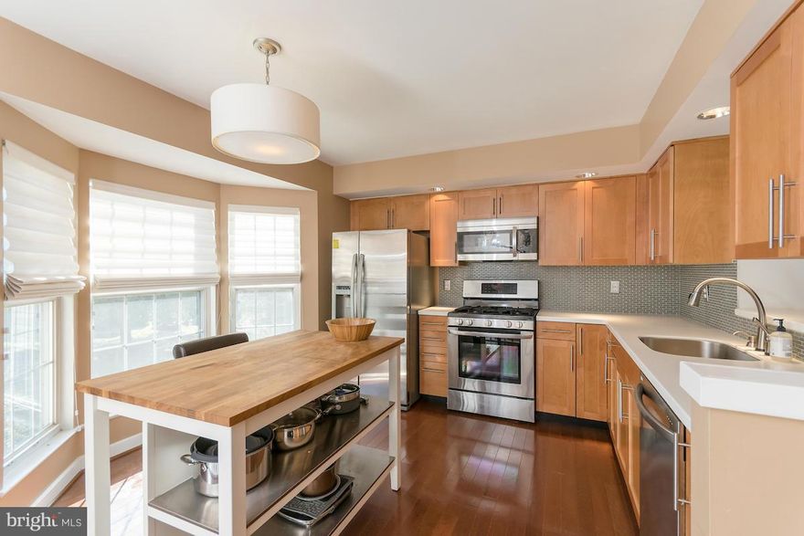 Updated from top to bottom, this 3 level TH features HW floors, solid core wood doors, & recessed lighting (on dimmers) throughout. The open kitchen offers custom, solid wood cabinets w/ soft close hardware, SS appliances, & custom blinds. The light-filled master BR boasts a spacious, custom closet & light blocking shades. 3.5 luxuriously renovated BA. Private backyard with deck & walk-out patio.