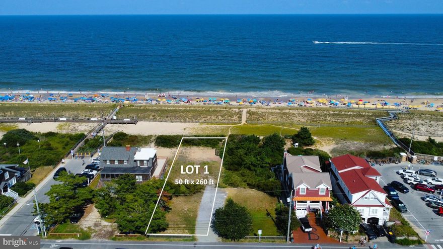 Rare Oceanfront Opportunity! This oversized 50’ x 260’ parcel provides the perfect canvas to design and build your dream beach home, complete with direct dune crossover access from your backyard. Imagine starting your mornings with breathtaking sunrises over the ocean and spending long summer days creating memories with family and friends in Bethany. Just steps from downtown’s restaurants, boutique shops, and the bandstand, this unrivaled location allows you to park the car and walk to everything. Oceanfront lots in Bethany are seldom available—don’t miss this extraordinary chance. Existing home to be removed prior to settlement.
