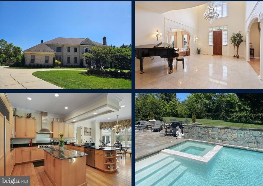 Welcome to the classic beauty of a Round Hill original!

Sheer elegance with an artful twist.  This CH Edmunds built home has been beautifully updated with over $600,000 in renovations by the current owners.  It is the perfect combination of classic beauty and modern flair.  As you enter the foyer, notice the exquisite millwork with arches and Corinthian columns defining the formal dining room, living room and hall to both sides of the home.  The foyer marble flooring changes to wide plank white oak that is throughout the rest of the main level and upstairs.  On one side is the open, modern European style kitchen with breakfast bar, eating area and casual family room with fireplace opening to a spacious back patio.  The family room is a perfect example of the classic meets modern theme of this house – elegant arched cutouts (one roughed out for a wet bar) and crown molding that includes alcove lighting remote controlled for whatever color is your mood.  On the other side of the foyer is a sunroom/tea room and office/bonus room as well as a powder room.   A yoga room and greenhouse, 4 car garage, laundry room and four full height closets complete the level.  Upstairs, accessible by both a front and back staircase, includes several bedrooms that could be considered primary suites.  All four bedrooms have ensuite baths with two including state-of-the art tubs with massage jets and one with a light therapy option.  Shower closets in each, several of which have the three options for above, handheld and wall jets, and smart Toto toilets in each.  The primary bedroom includes a kitchenette as well as a spa/bath including makeup area and large closet with separate shower and large soaking tub.  The basement area includes 2 bedrooms connected to a full bath, as well as a powder room and is also equipped with a gym (equipment and sauna negotiable), theatre, additional family room with fireplace and wet bar and a billiards area.  The backyard is perfect for entertaining a crowd or enjoying the natural surroundings with a patio surrounding a large rectangular pool, separate hot tub and cabana with full bath and wood burning fireplace.  Separate outdoor kitchen area is also available.   This is your chance to be part of the Round Hill community with its stately homes and peaceful setting in prestigious Potomac!

*** PLEASE be respectful of the residents and DO NOT enter the property unless you have an appointment to view the home.  Every effort will be made to meet your schedule.