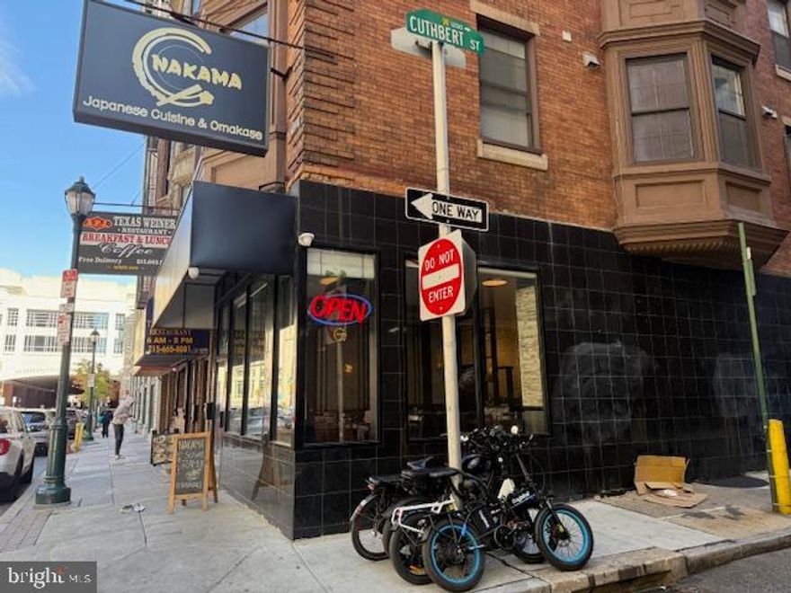 Restaurant Business Opportunity! Turnkey restaurant opportunity in the heart of Center City!  Currently operating as Nakama, a well established Japanese restaurant surrounded by heavy foot traffic.  Steps from   the Convention Center, Reading Terminal Market,  Chinatown, City Hall.  Opportunity to take over the existing lease with the option to negotiate a new lease with the landlord.  Current rent $5000/month. Showing by appointment only! Excellent location, strong visibility, and ideal for continuing the current concept of launching your own.