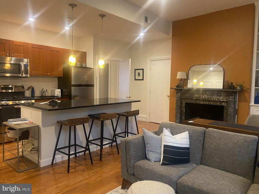 Stunning 1 bedroom apartment on charming Clinton Street. Available June 1st, this wonderful apartment features high ceilings with a spacious living area, updated kitchen with stainless steel appliances, fireplace, washer dryer in unit, lots of closet space, working fireplace, large windows, hardwood floors and so much more. Shared outdoor space. Water included in rent, tenant pays electric, gas and cable/internet. Cat friendly with no pet fees, no dogs. First, last and 1 month security due at signing. Close to all major hospitals (Jefferson, Pennsylvania Hospital, Temple, Penn, Drexel) and public transportation along with highways such as 76, 676, 95.