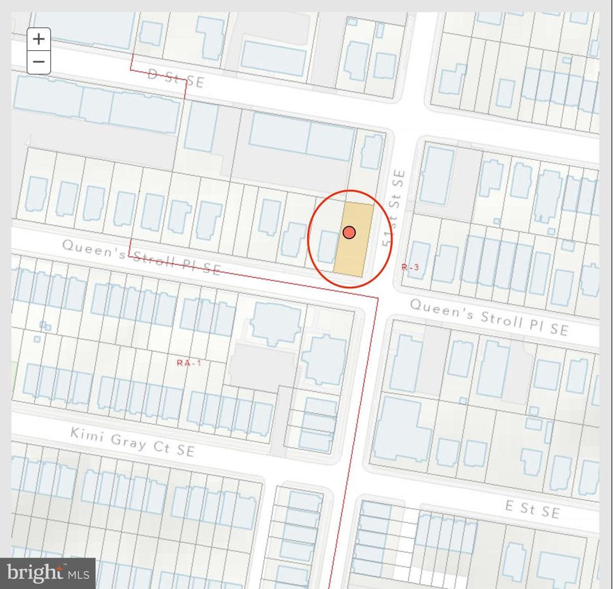 Large record lot, zoned R-3. Already subdivided to build two townhouses .