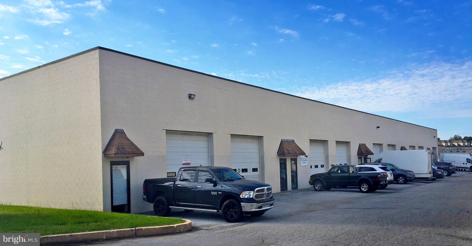 • Two Units Available: 1,250 SF and 1,650 SF
• 17’ Ceilings Throughout
• Located in West Chester Borough
• 1 Mile from Route 202
• 12’x12’ Drive-In Doors, New LED Lighting