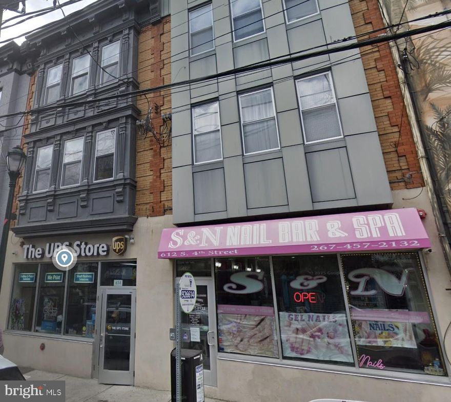 This is a RARE OPPORTUNITY to acquire two contiguous buildings located at 612–614 S. 4th Street, comprising a total of 10 FULLY LEASED UNITS—eight residential apartments and two ground-floor commercial spaces. 
The residential section includes eight high-end apartments, ACCESSED VIA A PRIVATE, GATED ENTRANCE on Leithgow Street. The unit mix consists of four spacious TWO-BEDROOM APARTMENTS AND FOUR BI-LEVEL ONE-BEDROOM UNITS, all thoughtfully designed and finished to a premium standard. 
Spanning approximately 8,000 square feet, this impressive DOUBLE-WIDE PROPERTY is situated in one of the city’s most desirable and HIGH-TRAFFIC NEIGHBORHOODS. The location offers exceptional walkability, just steps from some of Philadelphia’s most iconic historic attractions, including Old City landmarks, dining, shopping, and cultural destinations. 
The two commercial spaces are occupied by established, creditworthy tenants under long-term leases, currently operating as a UPS store and a nail salon. Both storefronts benefit from strong visibility and multiple points of egress, enhancing their long-term desirability and functionality. 
Residential units include HARDWOOD FLOORING, GRANITE COUNTERTOPS, STAINLESS STEEL APPLIANCES, CUSTOM CHERRY CABINETRY, DESIGNER-TILED BATHROOMS, central air conditioning, and access to a ROOF TOP DECK.  
All utilities—including water—are separately metered and paid directly by tenants, minimizing owner expenses and simplifying management. 
With its prime location, high-quality construction, and reliable tenancy, the property offers a significantly stronger return profile compared to traditional banking or low-yield investments, along with consistent annual upside.