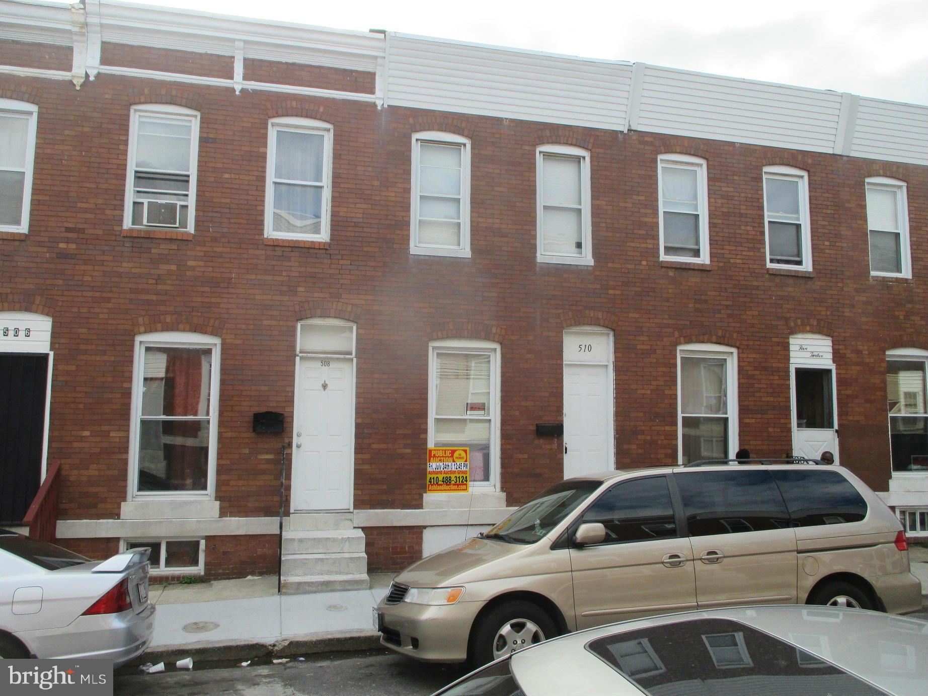 PUBLIC ONSITE AUCTION: Wed, August 26, 2015 @ 1:00pm. Starting Bid $20,000. List Price is Suggested Opening Bid Only. 2 Story Townhome in McElderry Park. Property is Vacant. 3BR/1BA. Agents Register Your Clients.