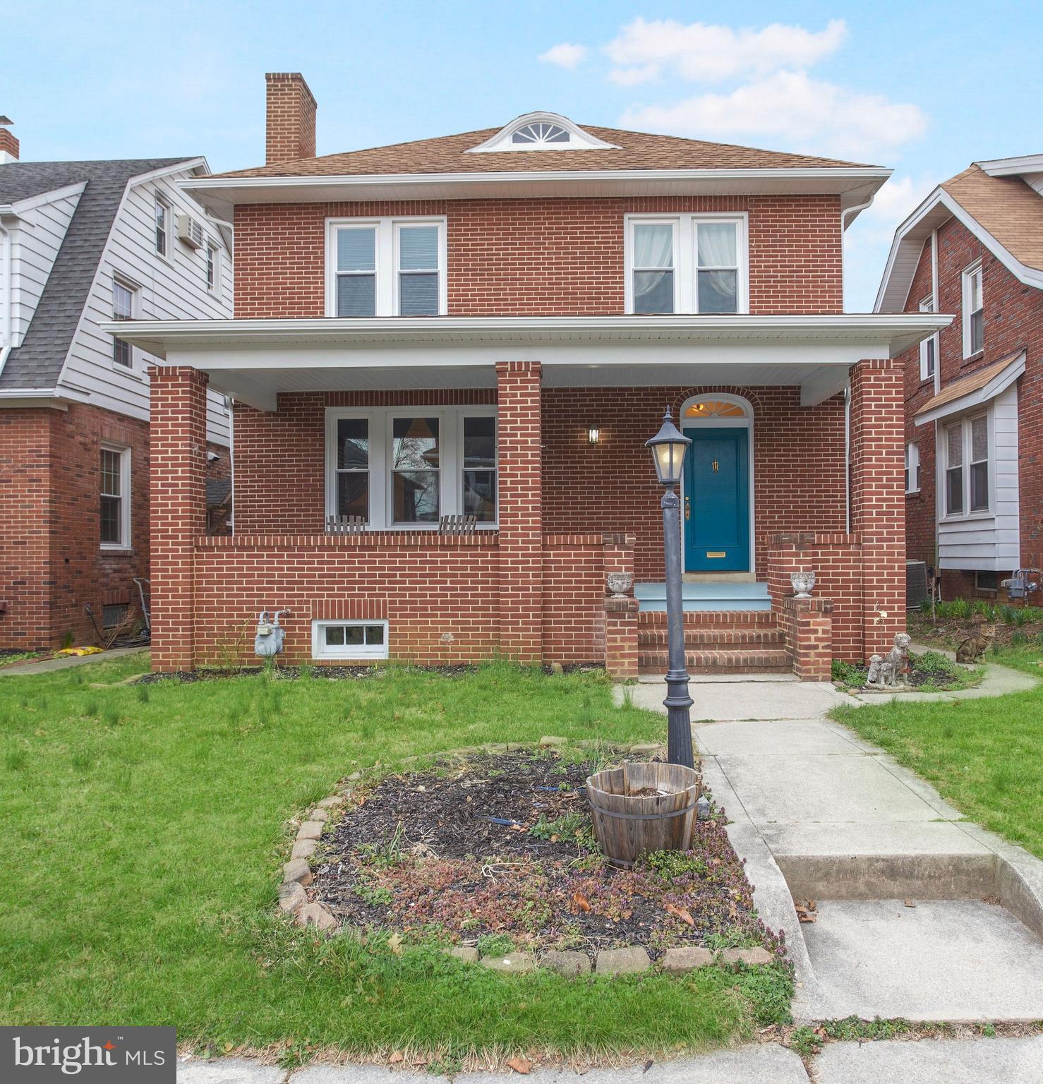 All brick 3-bedroom home with 1 ½ baths. Low maintenance home with new double hung windows installed. This is heated with a new natural gas forced hot air furnace. The main level includes a large living room, formal dining room and kitchen all high lighted with crown moldings. The kitchen has lots of oak raised panel cabinets, custom tile counters, backsplash, and breakfast bar. The main level includes: foyer entrance with closet storage, fireplace in living room, and half bath. The open stairway will lead you to 3 bedrooms all with closets and a 6’ x 10’ room used for office. The exterior includes vinyl and alum. Trim and a timberline architectural shingle 50 yr. roof. There is a 8’ x 24’ covered front porch, 240 sq. ft. rear deck, 8’6” x 15’ covered patio level rear yard area and rear alley access to a 24’ x 28’ 2 story 2 car garage with nice 2nd level area for storage. Included with the house: Refrigerator, built in microwave, and dishwasher.