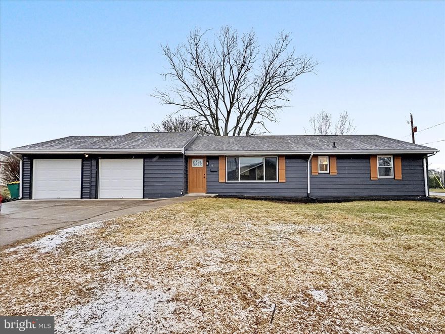 Welcome to this beautifully renovated, sprawling rancher located in the desirable Cumberland Valley School District. This move-in ready home offers an impressive 4 to 5 bedroom layout with 3 full bathrooms, a massive finished basement, and a spacious corner lot in a highly convenient location. The main level greets you with a bright and welcoming living room featuring a custom accent wall and all new luxury vinyl plank flooring throughout. The stunning custom kitchen is the heart of the home, offering ample space for dining, brand new custom cabinetry, quartz countertops, and new stainless steel appliances. Just off the kitchen, the private primary suite includes a brick fireplace, walk-in closet, and a beautifully renovated en suite full bathroom. Three additional bedrooms and a second full bathroom complete the first floor. The expansive finished basement provides exceptional additional living space, including a large second living area, a fifth bedroom option or flexible space ideal for an office or exercise room, and a third full bathroom. There is also generous unfinished space for storage. Additional upgrades include new paint, fixtures, bathrooms, and a new electric panel. The property features a two-car garage plus additional driveway parking. Seller financing is available for buyers seeking more flexible purchase options. Do not miss this opportunity to own a fully renovated rancher with space, style, and versatility in Cumberland Valley. Schedule your private showing today.