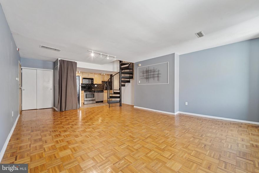 Come live in the heart of Washington Square West and enjoy the low maintenance lifestyle with this 2-story condo. 1029 Spruce St #304 offers a spacious and versatile living area on the first floor, which is large enough to accommodate a living room set, office, and dining room table. Ascend the spiral staircase to find a generously sized bedroom complete with an en suite bathroom and an in-unit European washer/dryer combo. The condo boasts ample closet space and direct hallway access to both floors, which makes moving in a breeze. Located on the 3rd floor of a converted brownstone condo building, the property comes with a low condo fee, spacious community outdoor rear patio with direct street access and bike parking, ensuring a comfortable and cost-effective living experience. HVAC, AC Compressor, and water heater were all replaced in Spring/Summer 2022, so you can enjoy low maintenance living for years to come! Located in the heart of Washington Square West, just one block from Kahn Park, which hosts free outdoor concerts throughout summer. Enjoy everything living in Center City Philadelphia has to offer with easy access to the Gayborhood, Old City, & Washington Square.

Condo Community Information - Condo association pet policy allows one dog, one cat and one dog, or two cats. Smoking is not prohibited inside the building or inside the units.