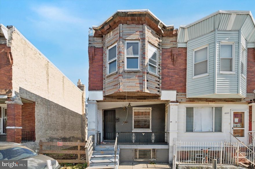 Welcome to 4229 N Darien Street, a charming home in the heart of North Philadelphia! This home boasts 2 bedrooms, 1 bathroom, and 1,038 square feet of living space. Perfect for any investor or homebuyer looking to house hack! This home features a front porch area, parquet wood tile flooring, tons of natural light, and a back patio! Upstairs, you’ll find 2 spacious bedrooms and a full bathroom. The unfinished basement adds versatility to the property providing additional space for recreation. This is an ideal starter home at an affordable price point! In close proximity to all of the restaurants, churches, coffee shops, gyms and grocery stores that North Philadelphia has to offer, this home is in a perfect location. Schedule your showing today!