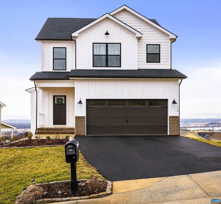 OPEN SATURDAY 10-12  Modern Farmhouse Living with Mountain Views in Staunton, VA  If you?ve been searching for a new construction home in Staunton that blends modern comfort with timeless design?and still keeps you close to downtown?this one deserves your attention.  Perched in the sought-after Olde South Village neighborhood on Staunton?s north side, this custom-built 3-bedroom, 2.5-bath modern farmhouse offers sweeping mountain and valley views that change beautifully with the seasons. The home was thoughtfully positioned to take advantage of natural light, southern exposure, and long-term energy efficiency.  Inside, the open-concept layout creates an easy, welcoming flow?perfect for everyday living and entertaining alike. The kitchen is a true centerpiece, featuring marble countertops, quality cabinetry, and clean modern finishes that feel elevated yet comfortable. Every detail reflects intentional craftsmanship, from LED lighting throughout the home to the smart, future-focused infrastructure already in place.  This home is hard-wired for high-speed internet, includes a Level 2 EV charging circuit in the garage, and is south-facing to support future solar panel installation?a rare and valuable combination for today?s buyers,Marble Counter,White Cabinets,Fireplace in Living Room