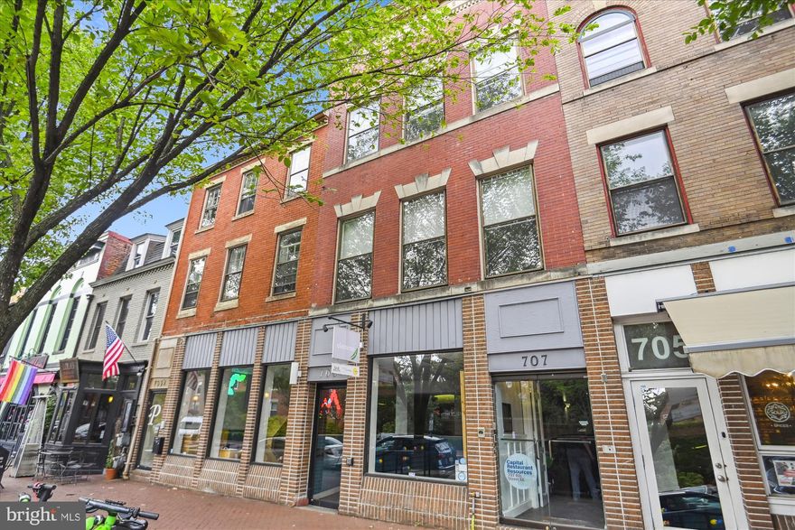 NEW PRICE OFFERING!  Extremely well located larger mixed use property in the heart of the Capitol Hill commercial district.  Steps to not only Eastern Market Metro and the Capitol Building it is nestled amidst the bustling shops and restaurants of Barracks Row across from the world famous U.S. Marine Barracks established in 1801.   707-709 8th St S.E. is a unique earlier combination of two properties, which results in very rare open 1st  floor of over 2500sf of renovated street floor space for restaurant, day care center, gym medical affiliation , large office HQ or any business or service that looks for great curb appeal, location or street exposure on one the busiest commercial corridors in SE.   The entire property has been fully renovated with 2 very large office dedicated office, additional floor for multi apartment or offices and lower floors in this exceptional and flexible 7000sf+.   Note not warranted: building may have development potential for additional square footage within existing structure or expansion in addition to possibility of parking in rear of lot.   Property is currently 80% Vacant and or possibly 100% if buyer requires.  Very few commercial properties offer this flexibility in location, size, or usage.  Showing and materials available .   Property pictures and floorplans attached. See Disclaimer