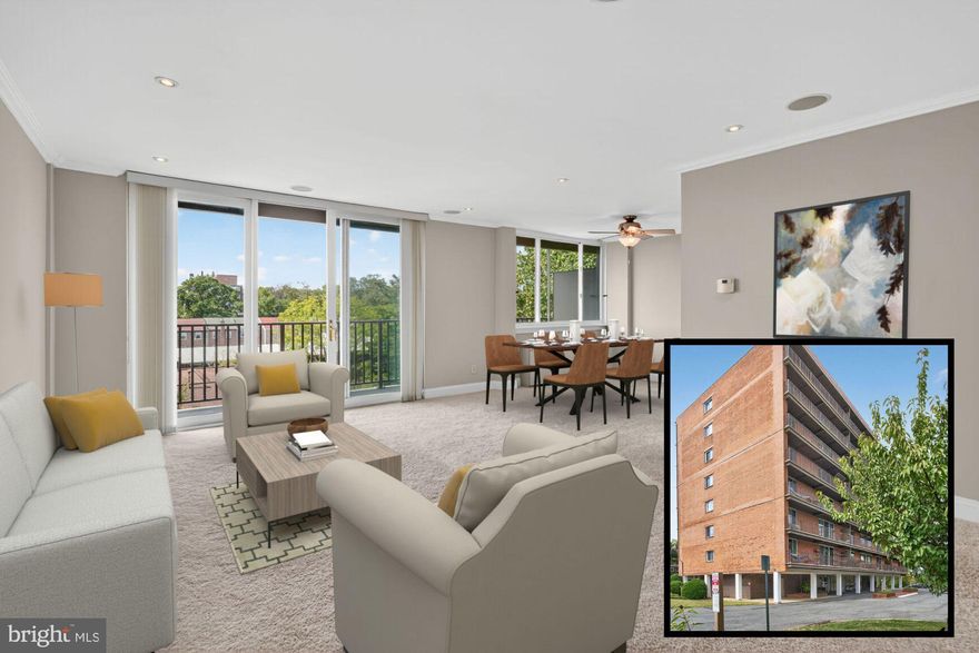 Discover the charm of this contemporary 2-bedroom, 1.5-bathroom unit in the desirable Yorktown Condominium in North Arlington, where ALL UTILITIES ARE INCLUDED IN THE CONDO FEE. This 6th floor gem has rare, treetop views and boasts an open floorplan with an expansive balcony spanning the length of the unit.  Enjoy the plush carpet or remove it for the HARDWOOD FLOORS underneath.  The LR is wired for surround sound with in-ceiling speakers.  The modern kitchen is equipped with SS appliances, granite counters and a gas range-perfect for culinary enthusiasts. The master suite has an en-suite half bath and custom, built-in closet shelving, and more beautiful views.  The 2nd bedroom also enjoys a large closet and an updated full bath right across the hall.  A dedicated parking spot and storage space comes with this unit.  The association offers a wealth of amenities, including laundry facilities and visitor parking, ensuring your daily needs are met with ease.  Walk to shopping, restaurants at the Lee Heights shops, parks, or you own personal bus stop right outside the building entrance with Art 55 and 3Y buses for easy access to DC and the surrounding area. Experience the perfect blend of comfort and convenience in this vibrant community. Don't miss the opportunity to make this inviting, corner unit space your own.  Welcome home.