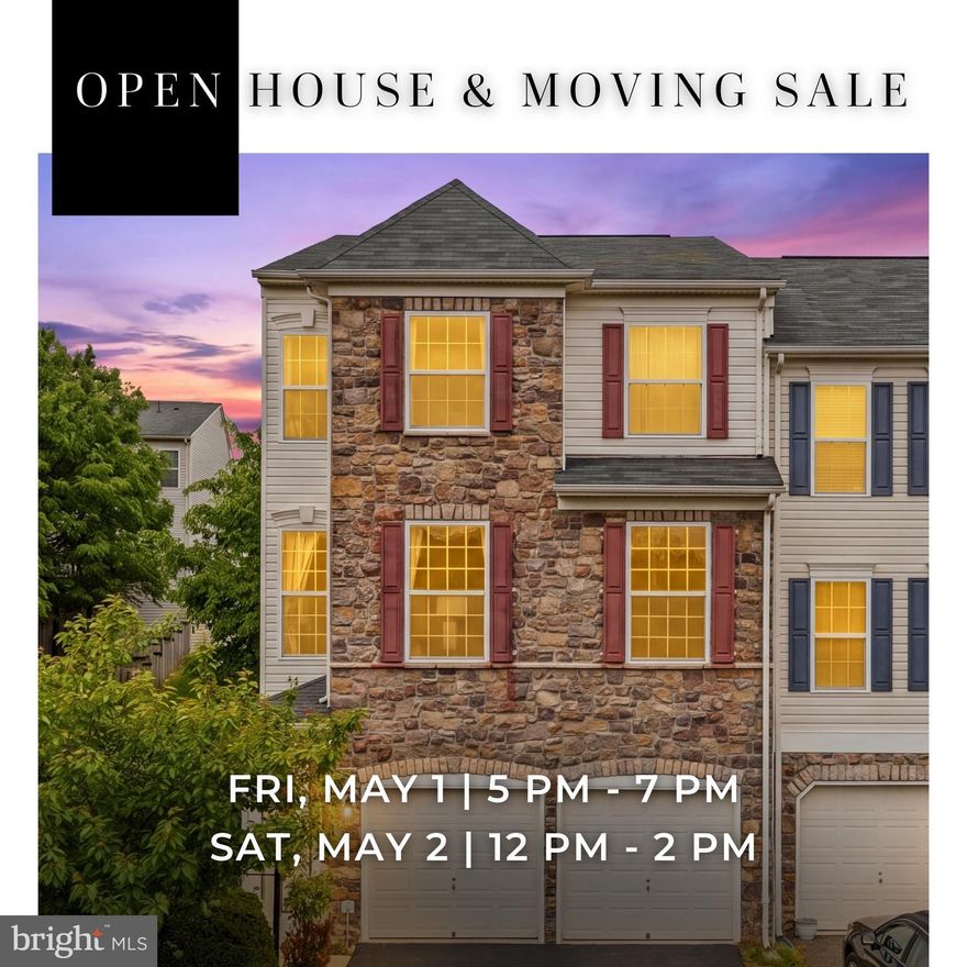 **OPEN HOUSE & MOVING SALE !!!**

**FRIDAY, MAY 1 @ 5–7 PM | SATURDAY, MAY 2 @ 12–2 PM**

Step inside this end-unit townhome that lives like a single-family home, where every detail has been thoughtfully considered—crown molding, wainscoting, custom blinds, and model-home finishes set the tone from the foyer, while extra side windows flood the home with natural light.

Over 3,000 finished square feet unfold across three light-filled levels, with picturesque views of the community pond right out front. The open main level is designed for both everyday living and entertaining, featuring a gourmet kitchen with gas cooking—every chef’s dream—and updated appliances throughout.

Upstairs, retreat to a spacious primary suite with a walk-in closet, en-suite bath, and your own private terrace. Two additional bedrooms offer flexibility for guests, work, or hobbies, while the bedroom-level laundry room adds everyday convenience.

The entry level offers a full bath, a recreation room, and a bedroom anchored by a cozy fireplace—the perfect setting for quiet evenings, movie nights, or extended stays.

Step outside to two composite decks and private outdoor spaces on every level, all overlooking a large, fenced backyard framed by mature trees for added privacy. An attached two-car garage and ample guest parking complete the package.

Located in the Stone Ridge community, enjoy resort-style amenities including three pools, a fitness center, clubhouse, tennis courts, basketball court, miles of trails, and more.

Furniture is negotiable—move in and enjoy.